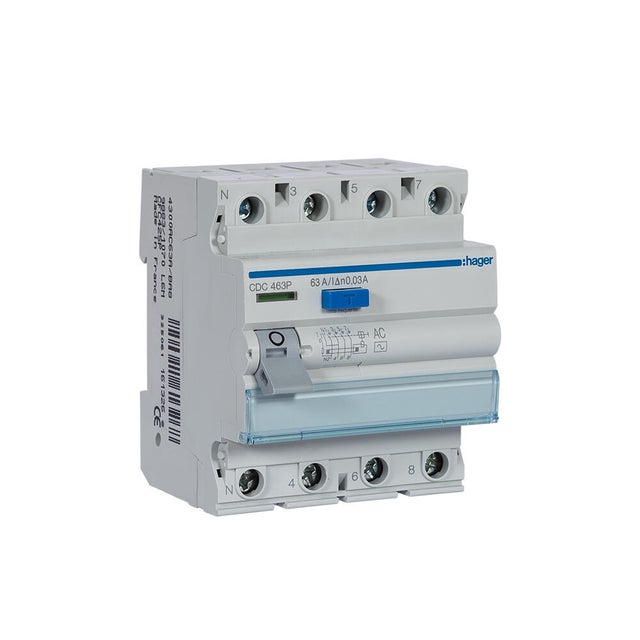 DIFERENCIAL 4P 63A 30mA tipo AC 4 MÓDULOS HAGER