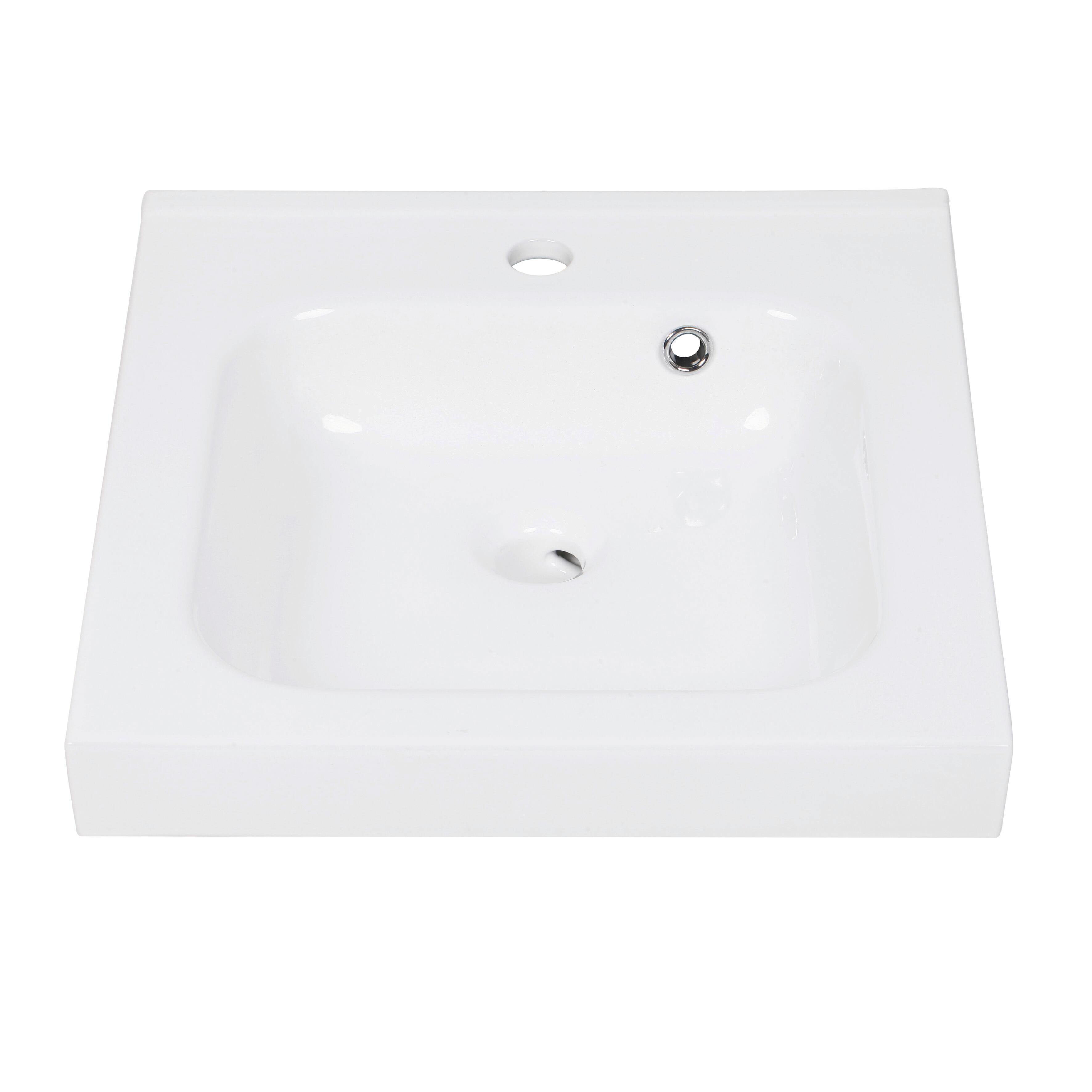 Lavabo a incasso rettangolare vasca centrale Remix L 46 x H 14 x P 49 cm in ceramica bianco lucido - 16