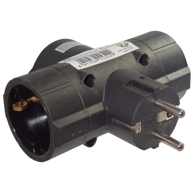 Ficha tripla 16A preto Electraline