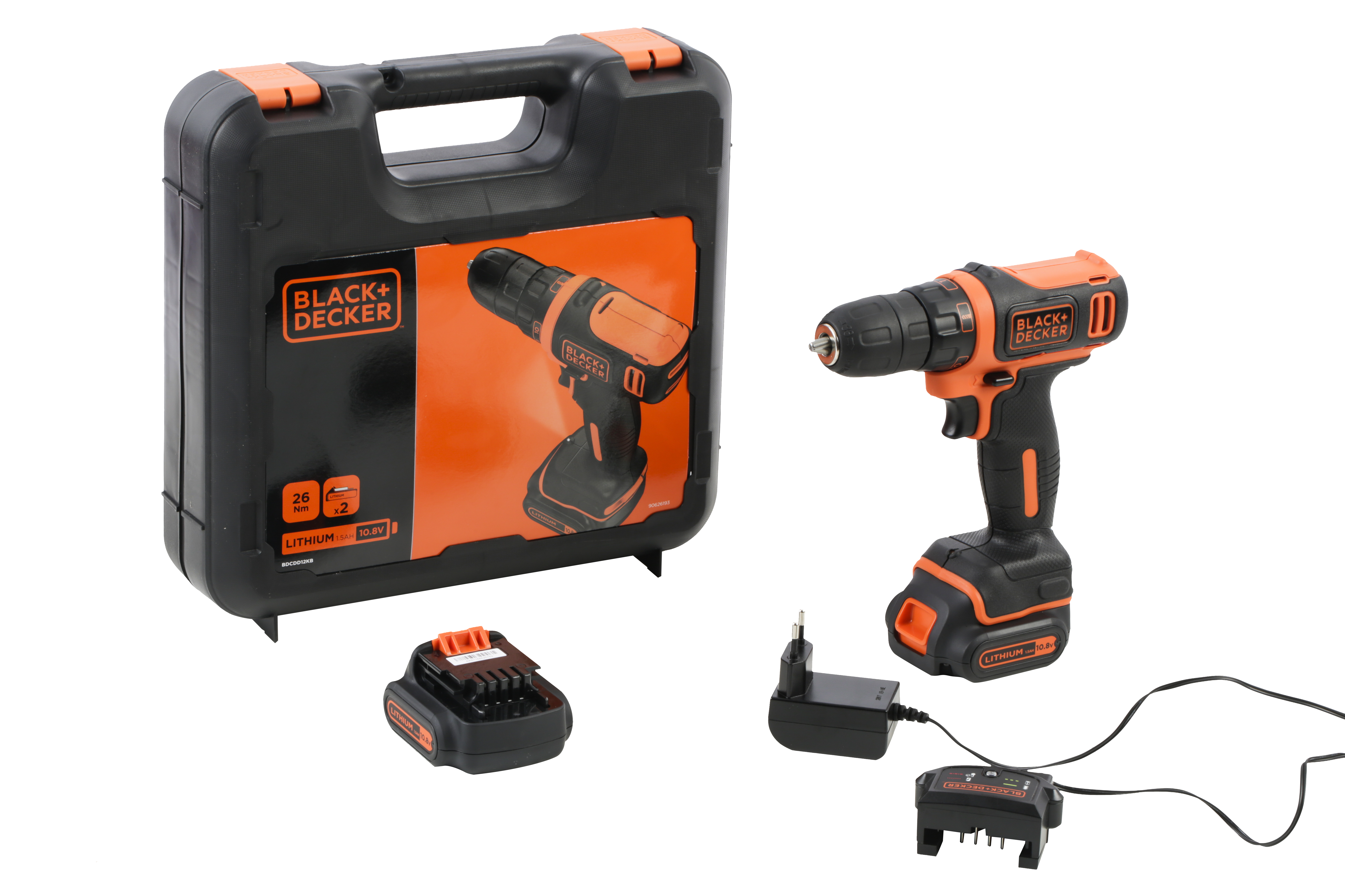 Avvitatore a batteria BLACK + DECKER BDCDD12KB-QW 10.8V 1.5Ah, 2 batterie + valigetta in plastica - 13