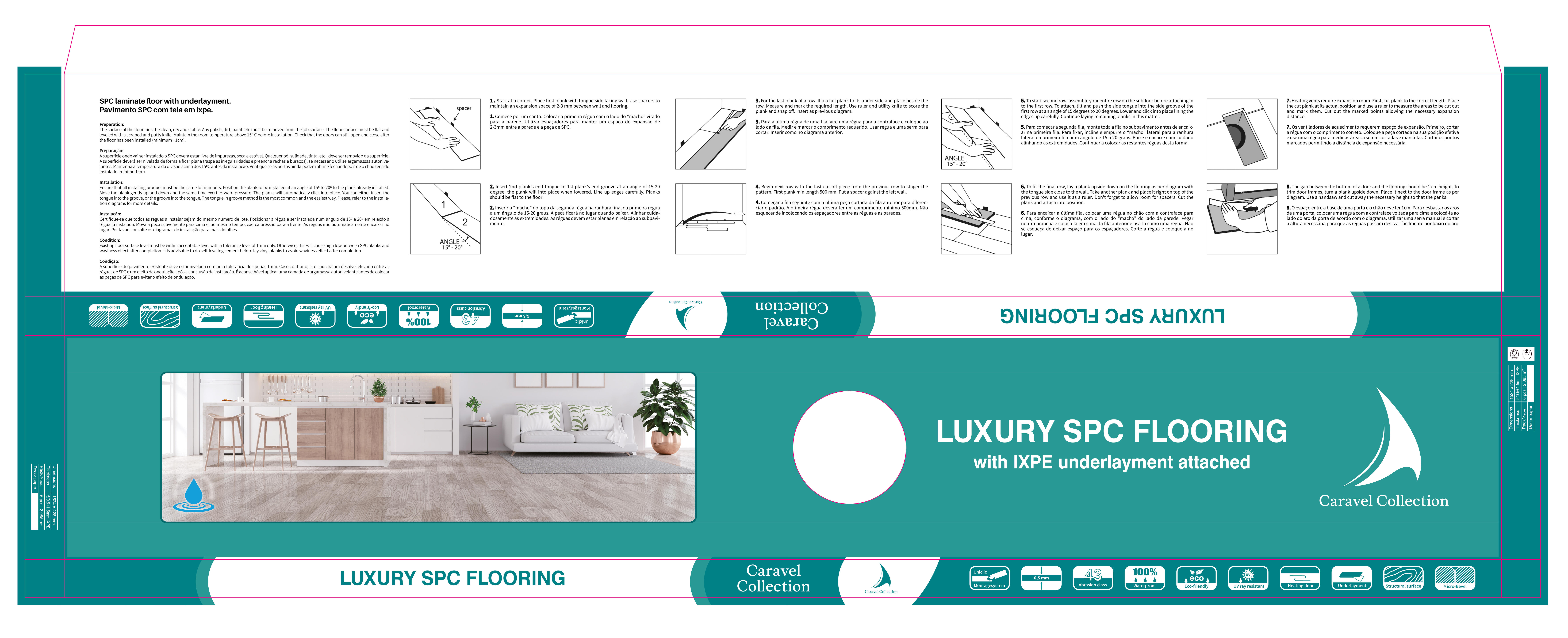 Pavimento vinílico SPC click flutuante Caravel Iberian Ribadão 6,5 mm com base NAT357 - 8