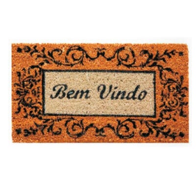 Tapete de entrada Bem-vindo 33x60cm castanho