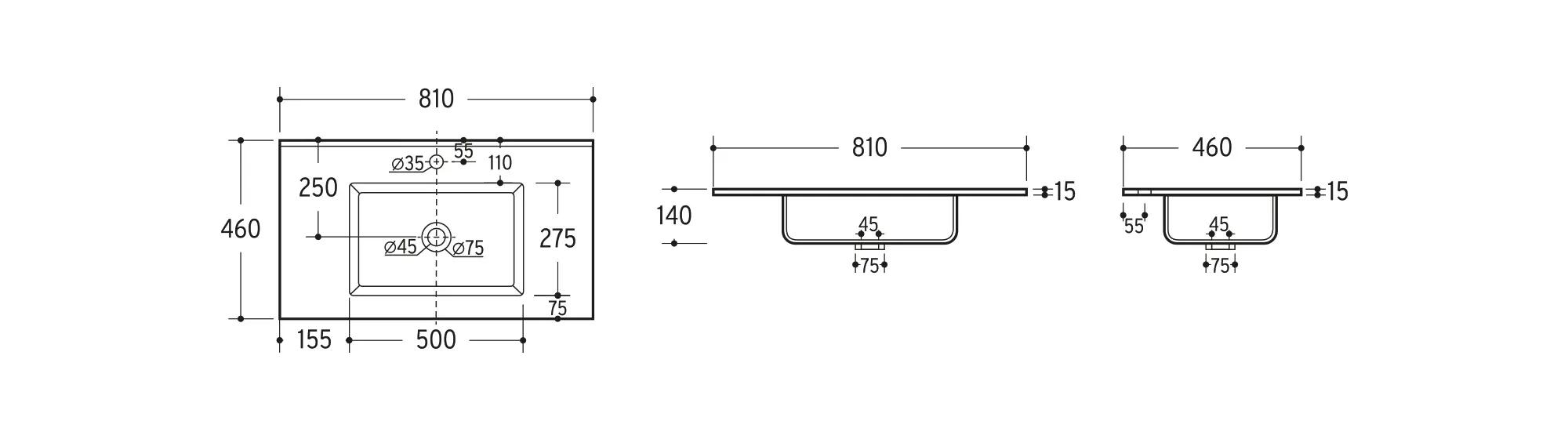 Lavatório de encastrar SPIRIT 80 CERÂMICO - 3