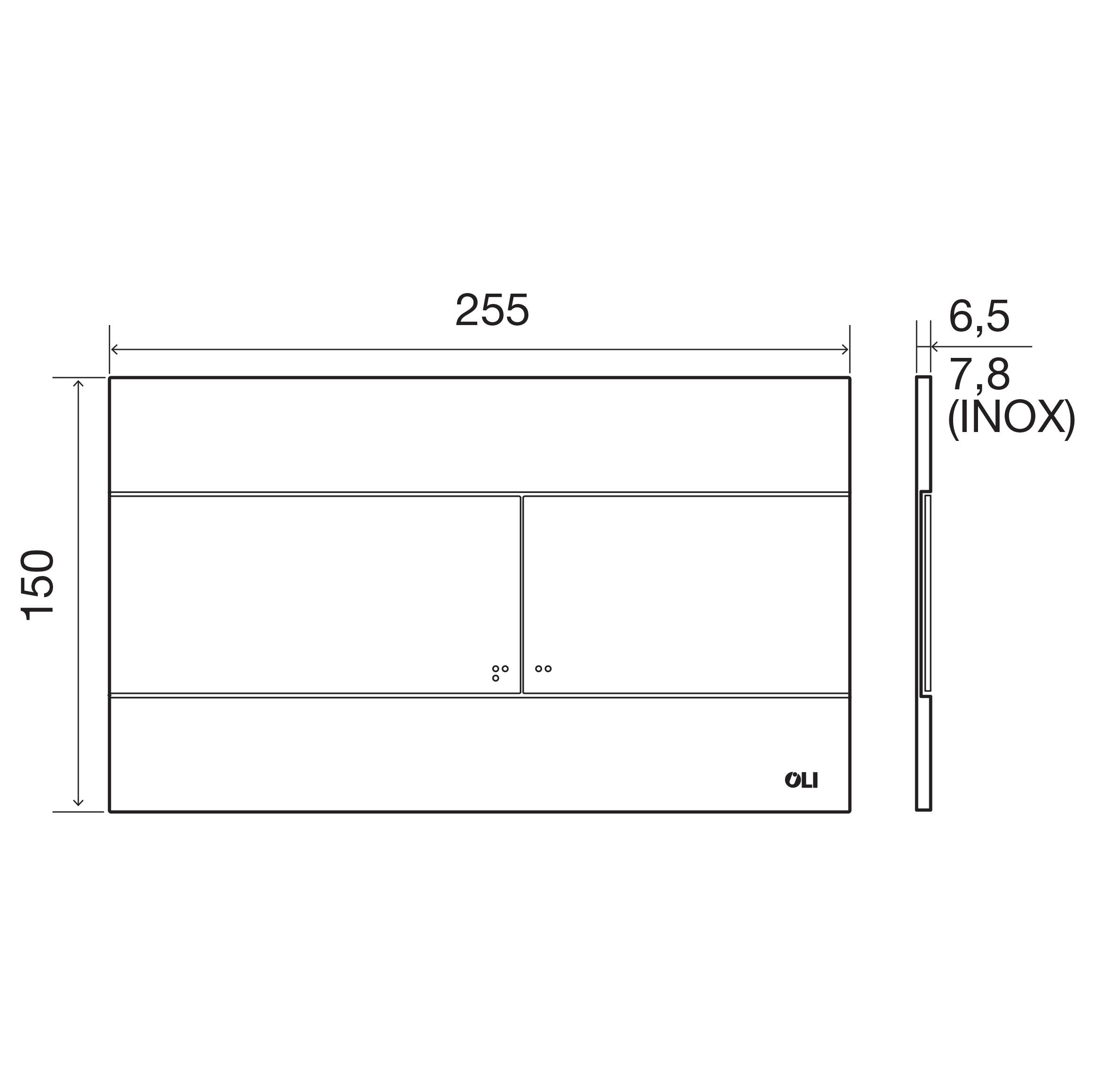 Placa de acionamento para sanita suspensa 25,5x15 cm cromado Oli Slim - 7