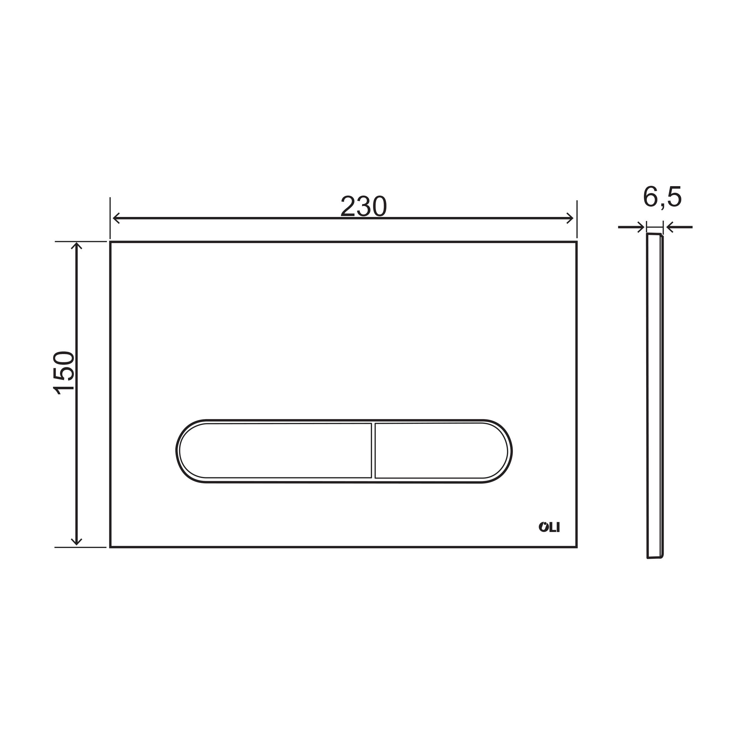 Placa de acionamento para sanita suspensa 23x15 cm cromado Oli Bound - 2