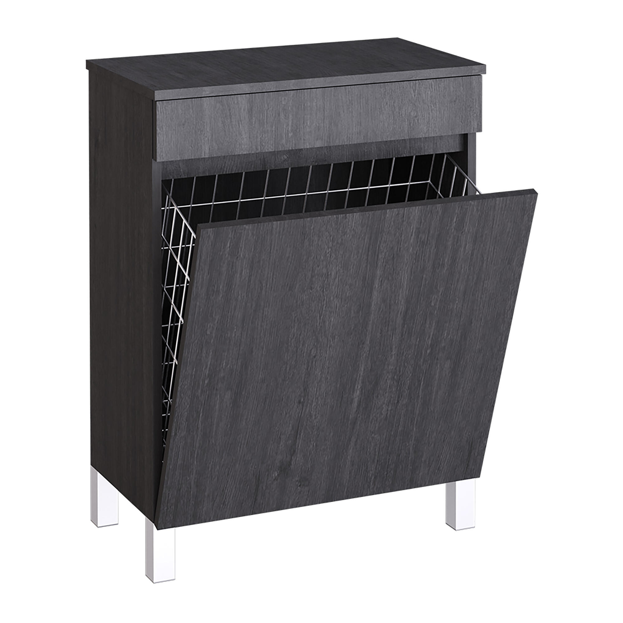 Móvel coluna arrumação casa de banho com cesto 60x32x72,5 cm cinzento escuro Zeus - 2