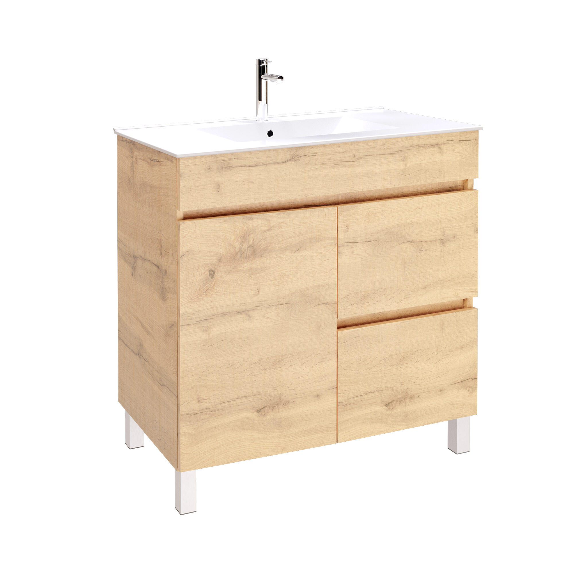 Móvel de casa de banho ZEUS 80 CARVALHO NATURAL 2PORTAS + 1GAVETA - 3