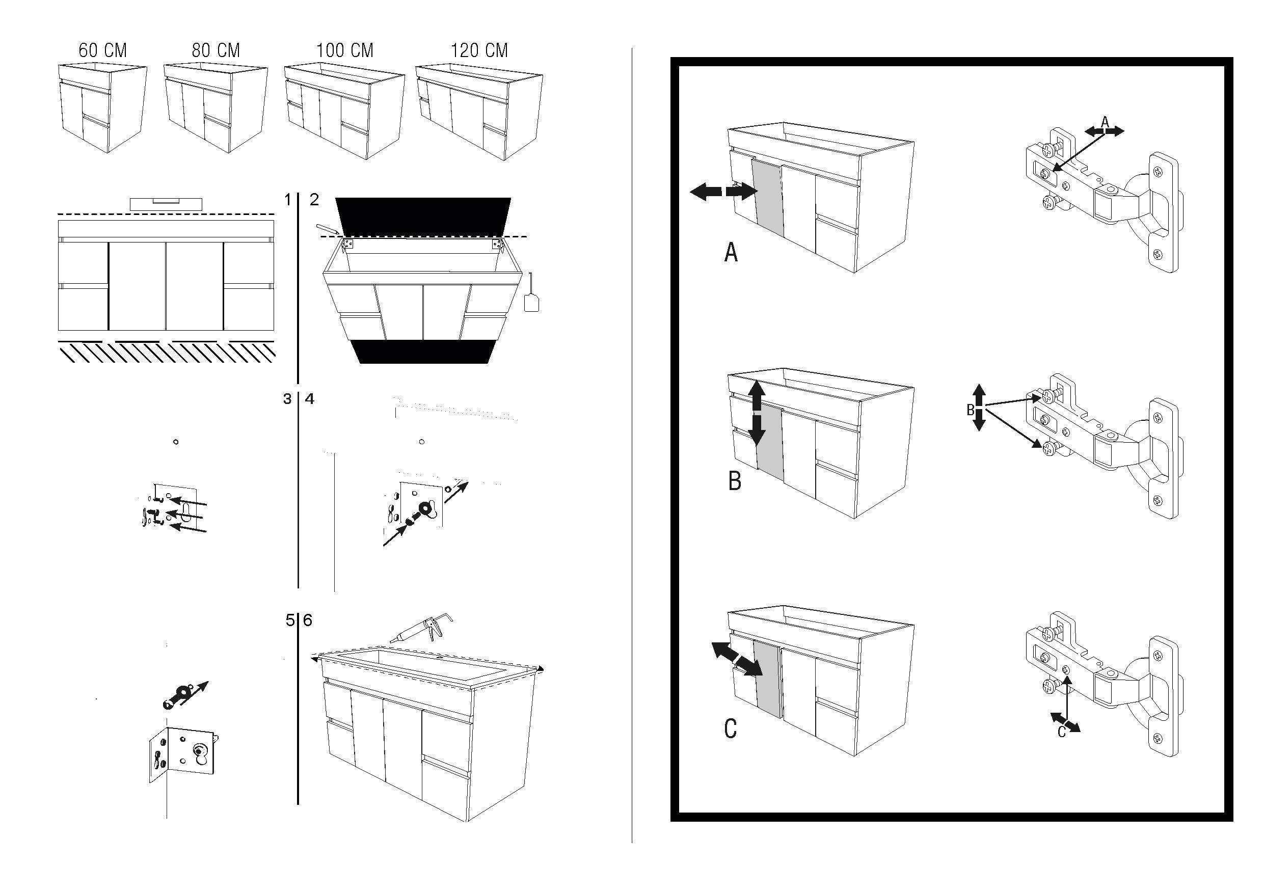 Móvel de casa de banho ZEUS SUSPENSO 100 BRANCO 2 PORTAS + 4 GAVETAS - 5