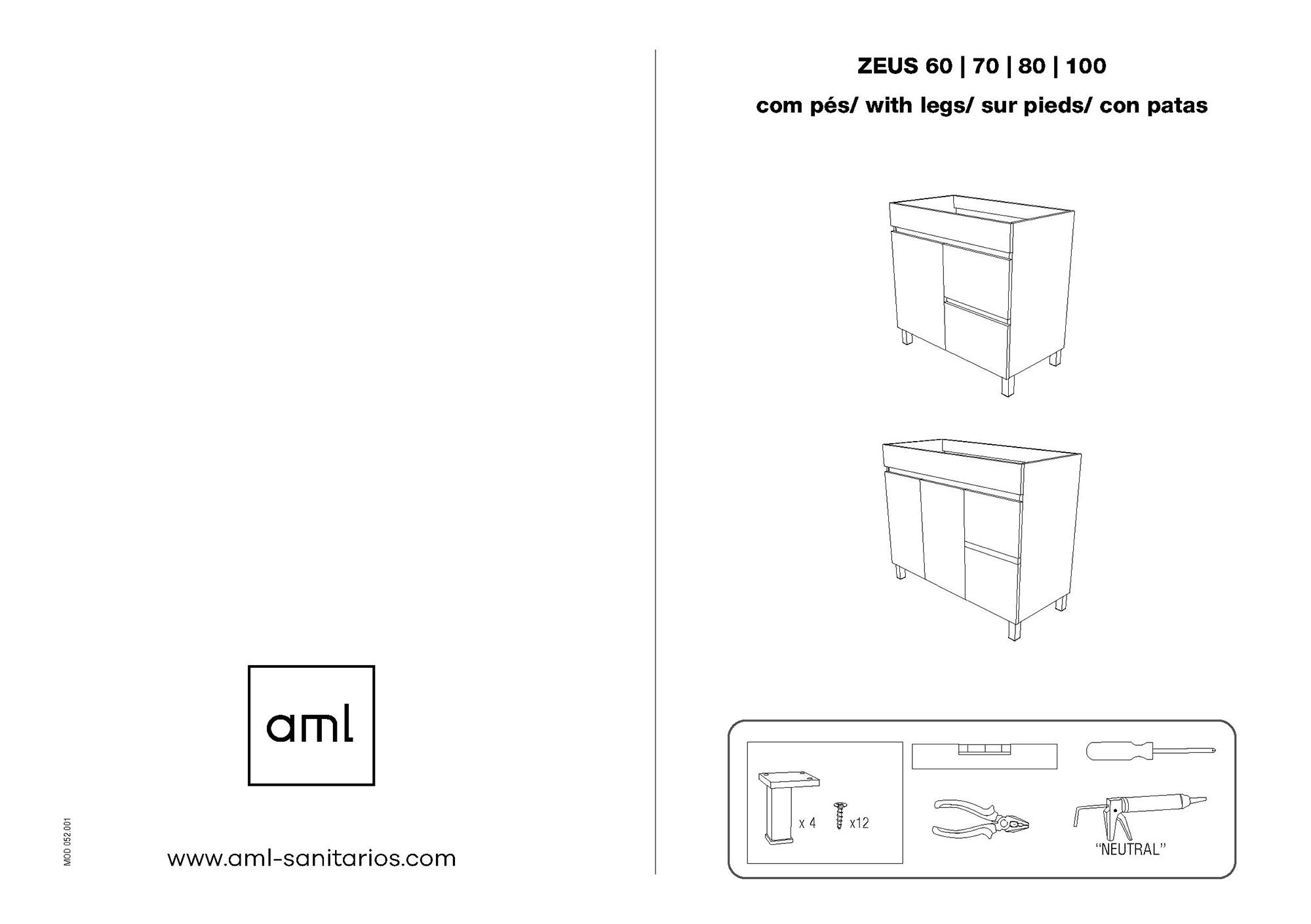 Móvel de casa de banho ZEUS 80 CARVALHO NATURAL 2PORTAS + 1GAVETA - 5