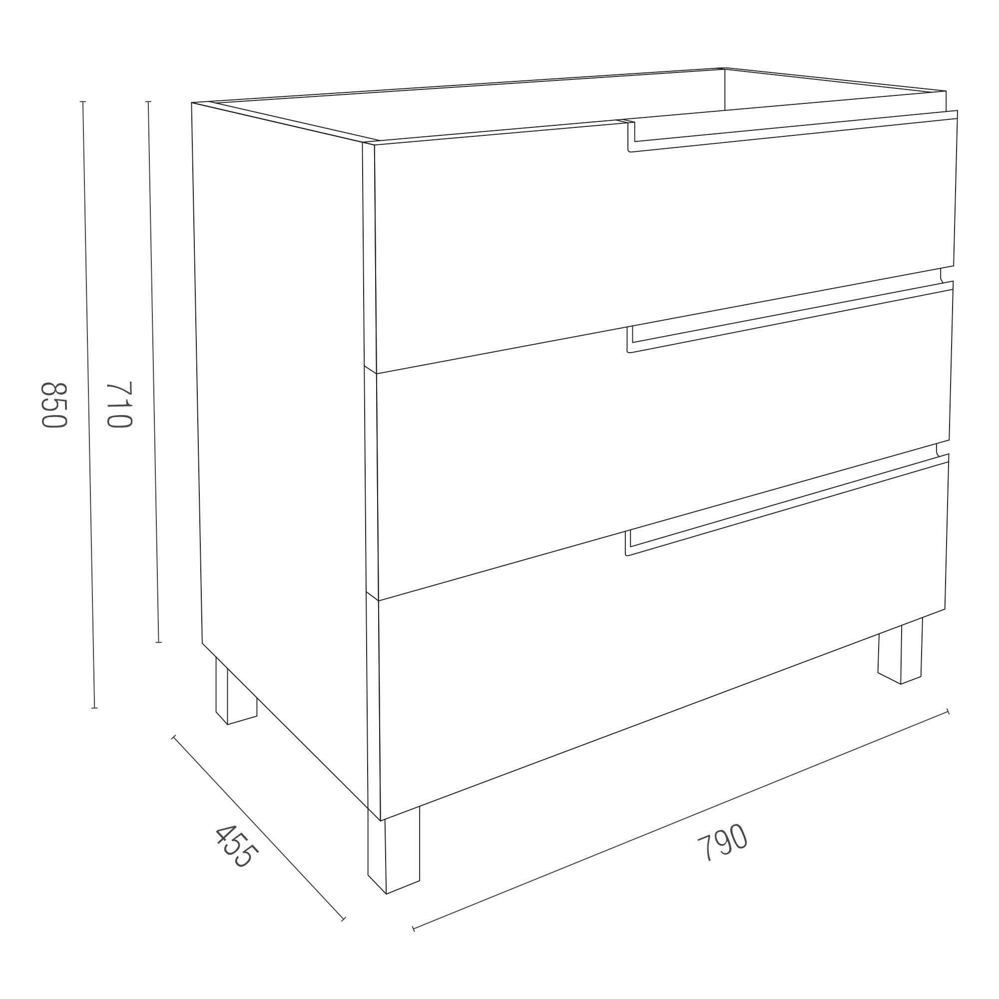 Móvel de casa de banho ONE 80 3 GAVETAS BRANCO - 7