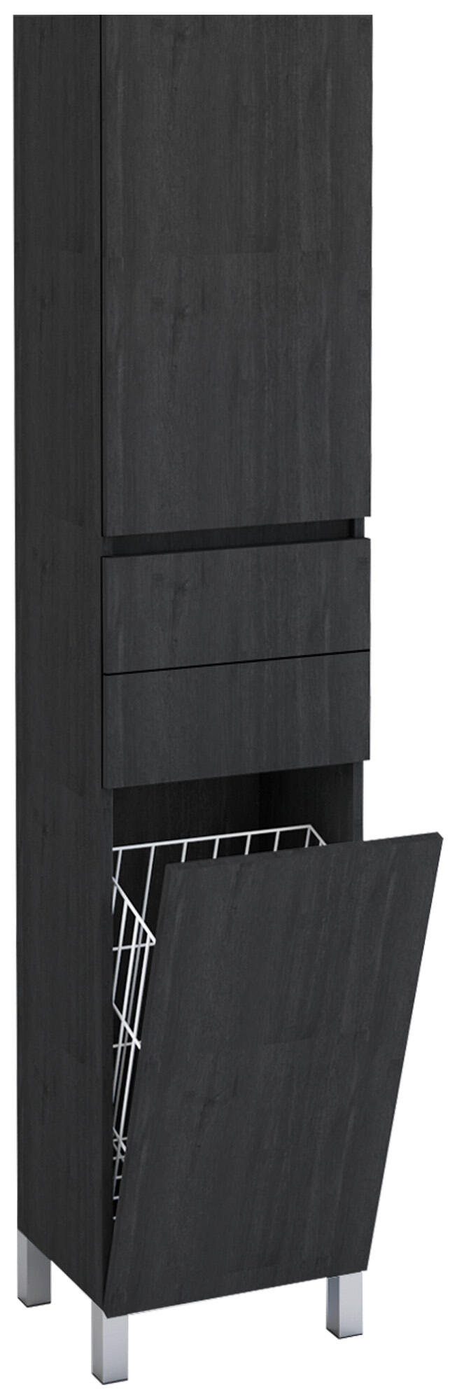 Móvel coluna arrumação casa de banho com cesto 40x172x31,5 cm cinzento escuro Zeus - 2
