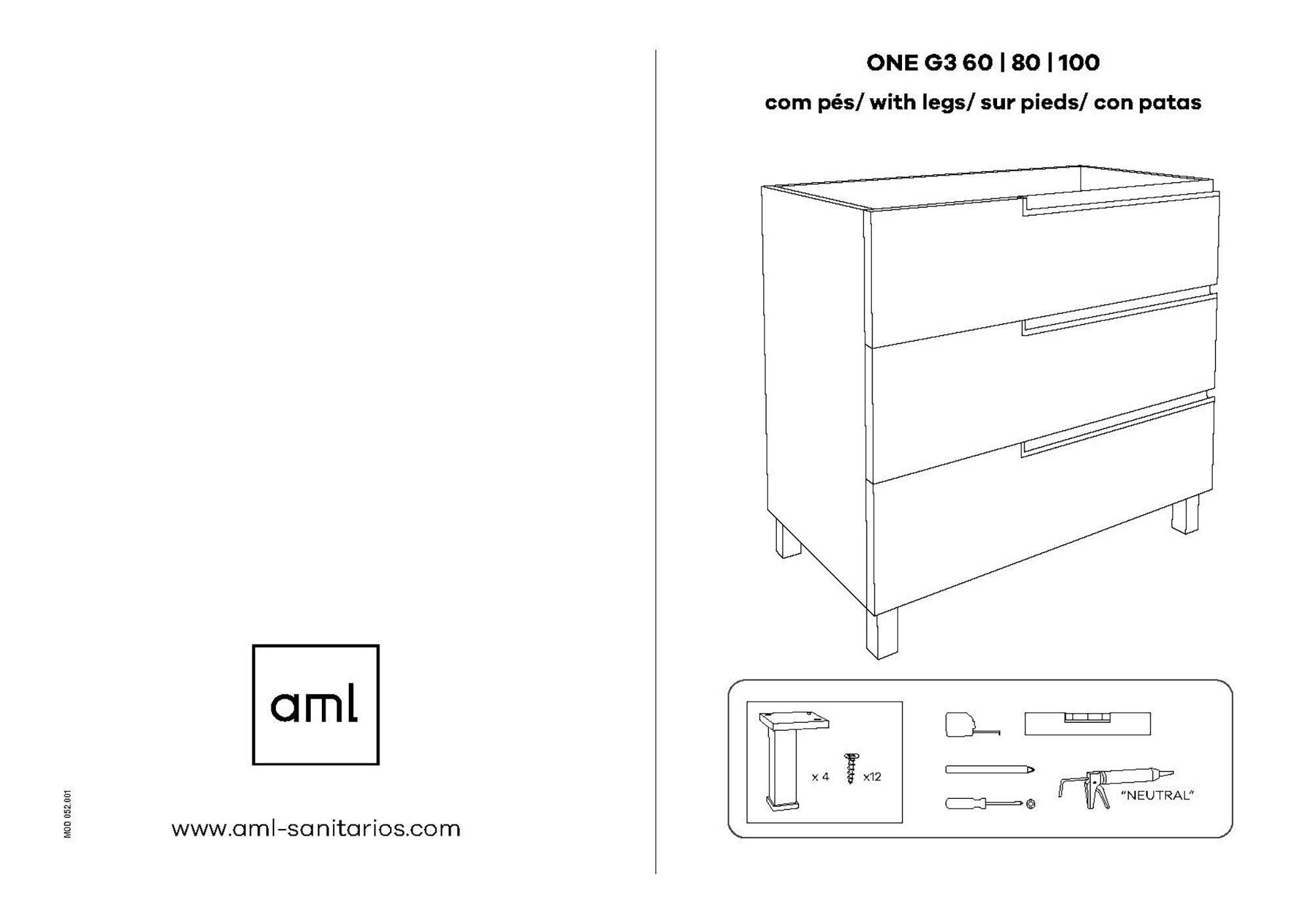 Móvel de casa de banho ONE 80 3 GAVETAS BRANCO - 5