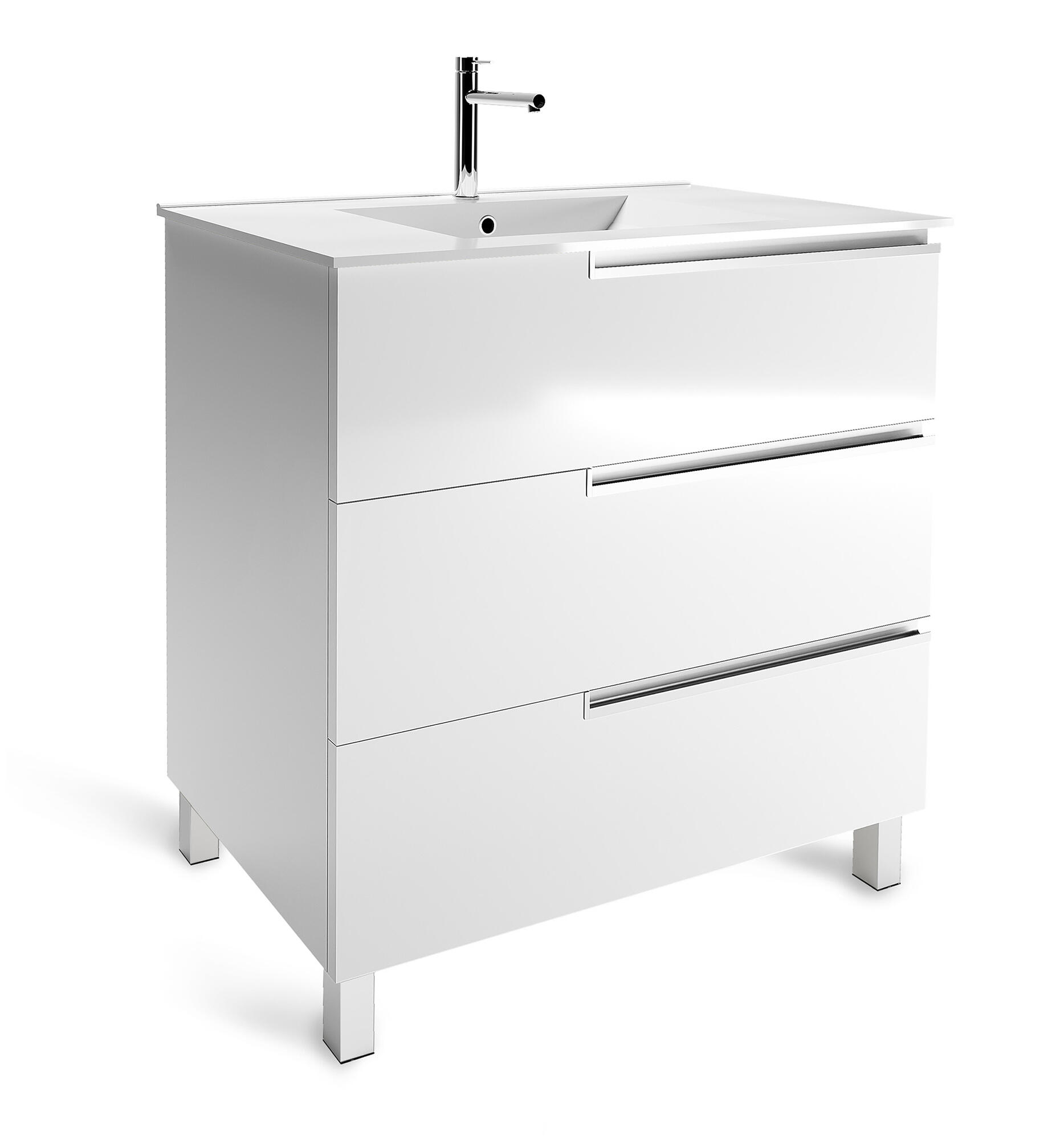 Móvel de casa de banho ONE 80 3 GAVETAS BRANCO - 2