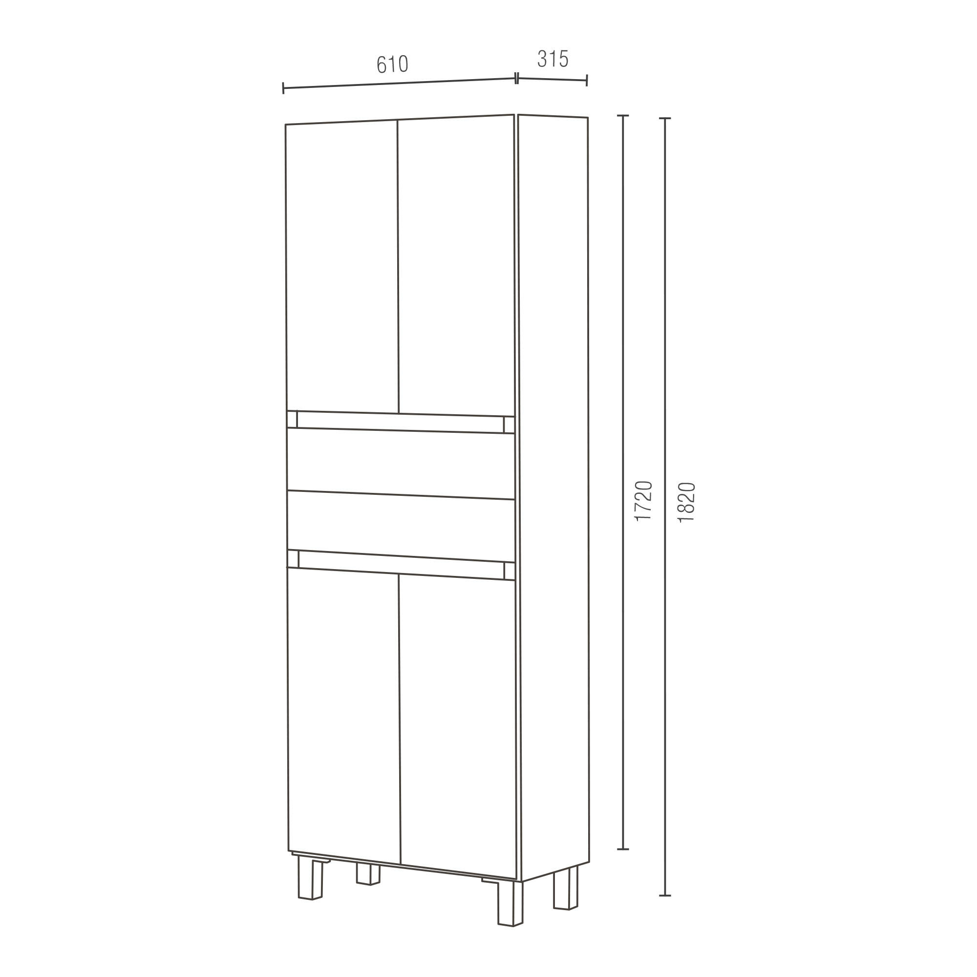 Móvel coluna arrumação casa de banho 60x172x31,5 cm cinzento escuro Zeus - 5