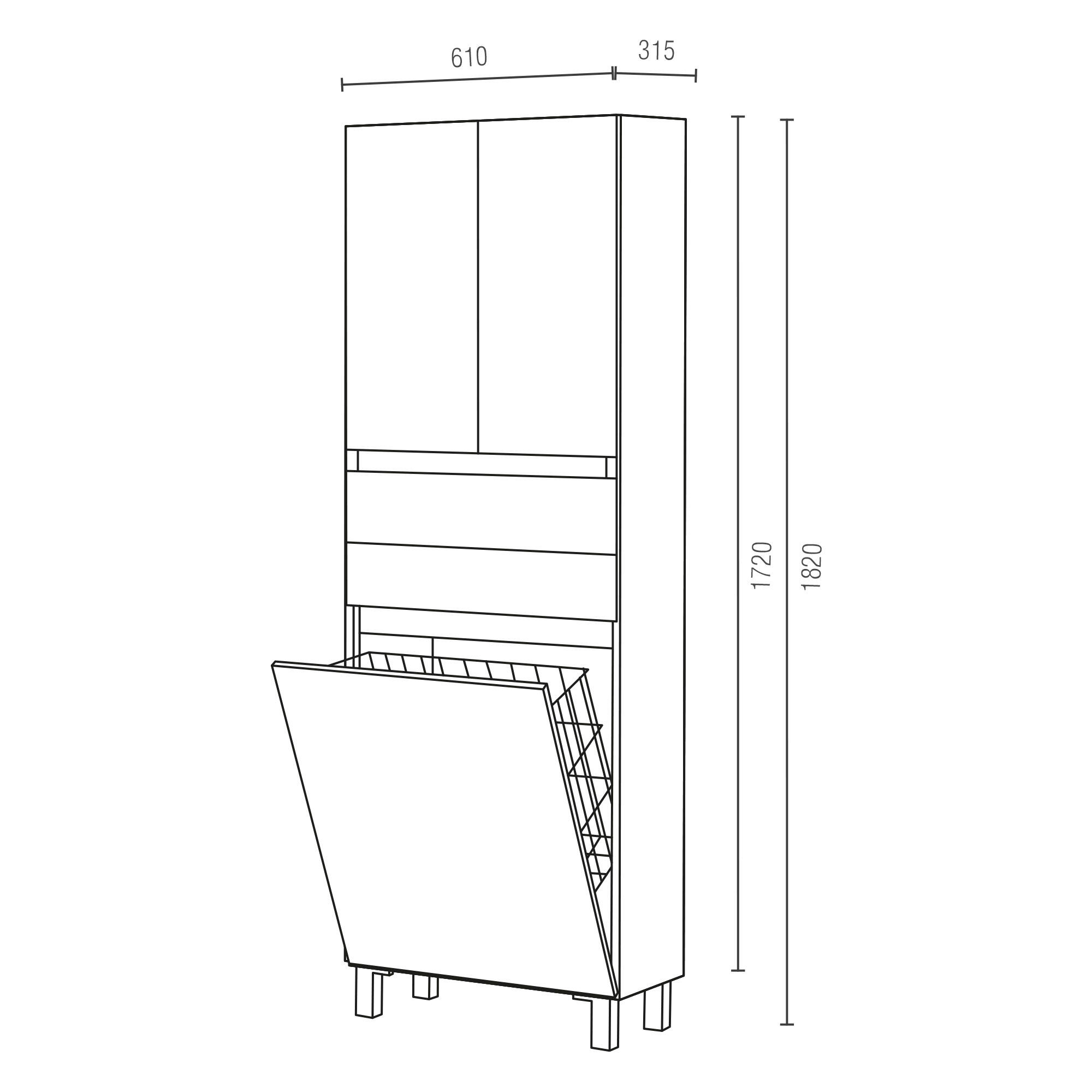 Móvel coluna arrumação casa de banho com cesto 60x172x31,5 cm cinzento escuro Zeus - 5