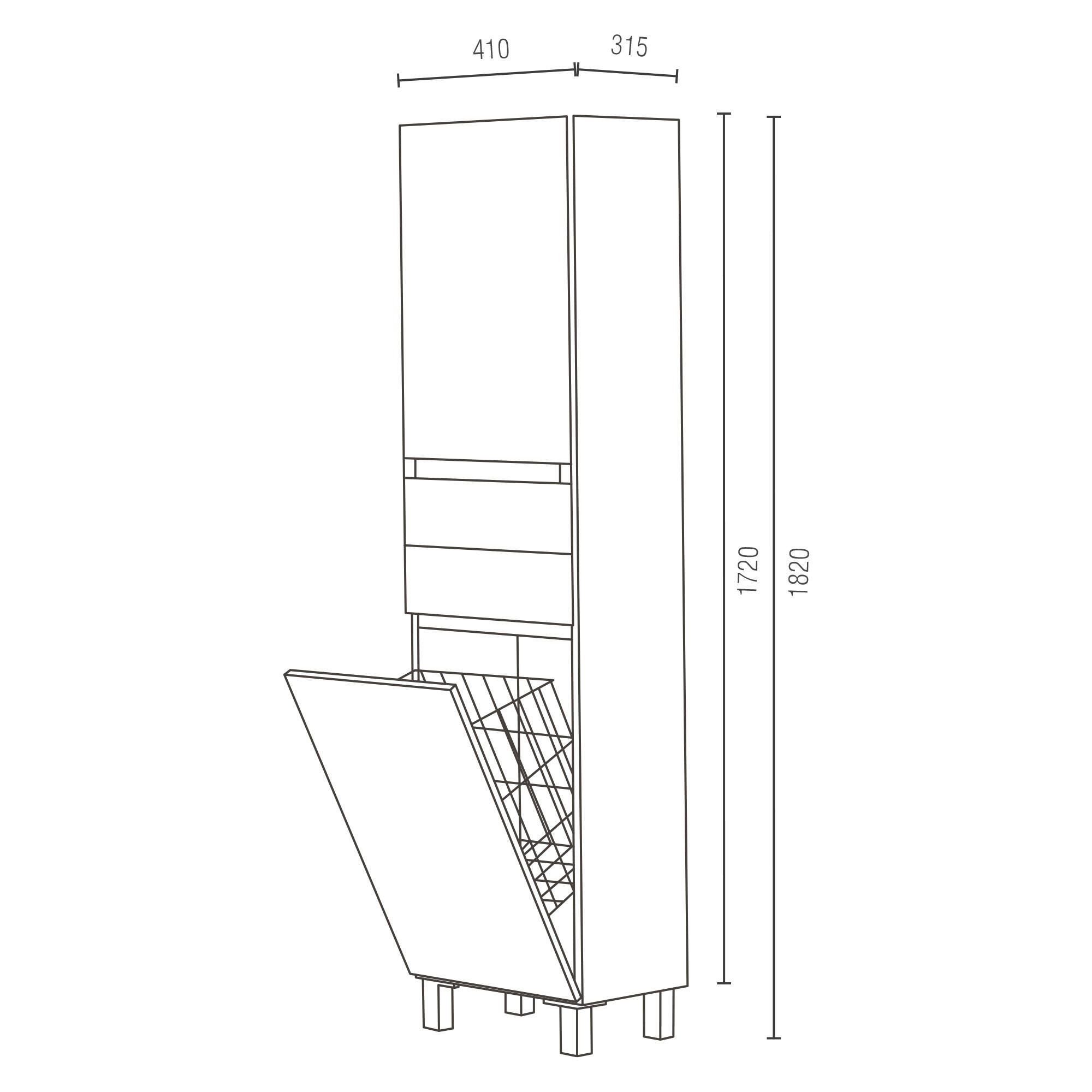 Móvel coluna arrumação casa de banho com cesto 40x172x31,5 cm cinzento escuro Zeus - 5