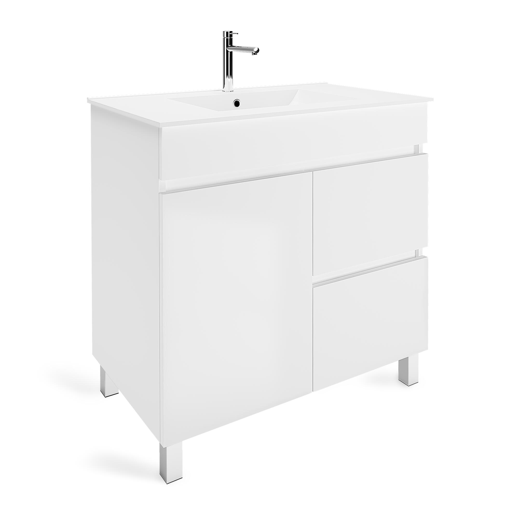 Móvel de casa de banho chão 1 gaveta 2 portas 80x81x45 cm branco brilhante Aml Zeus - 2