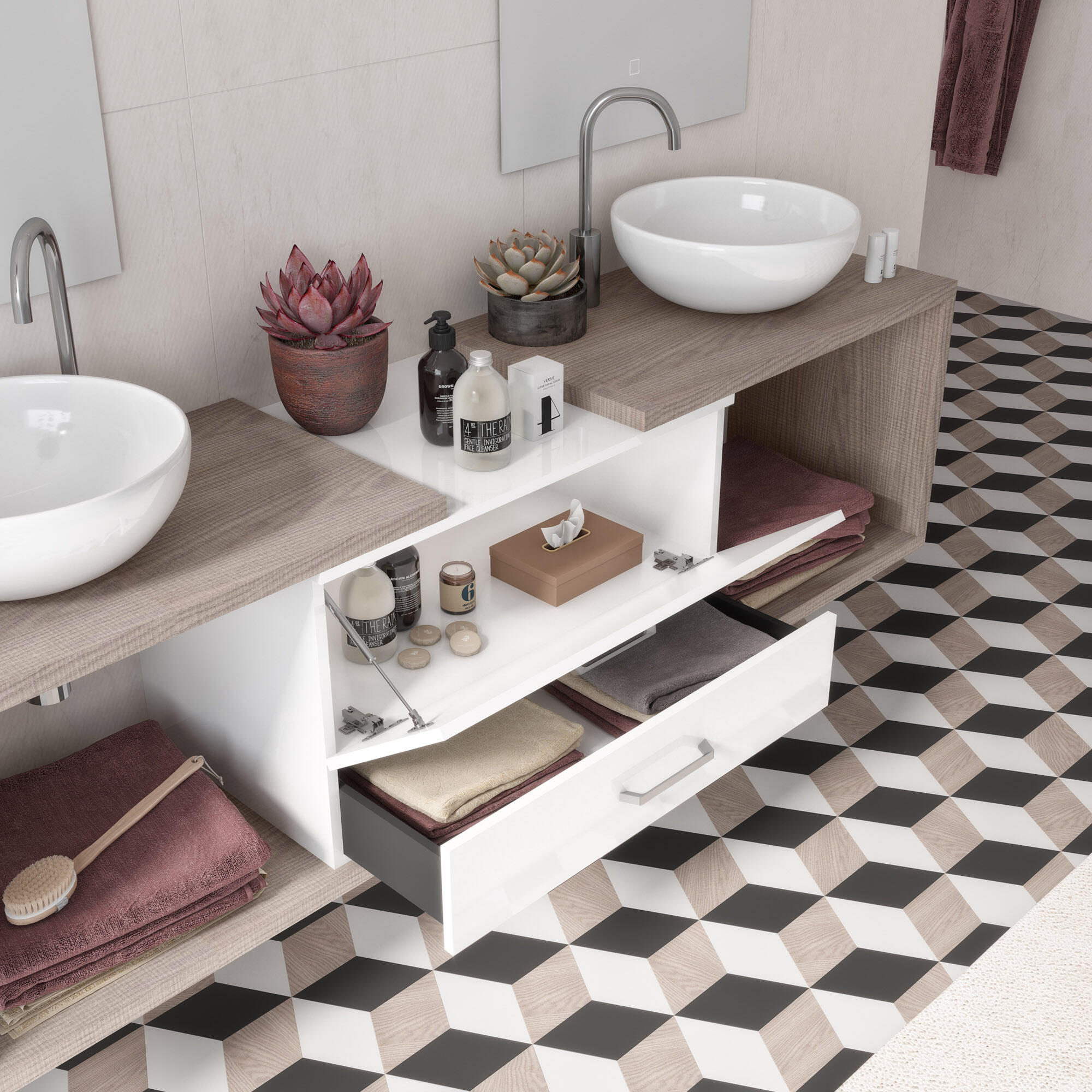 Móvel de casa de banho ADAPT 77 1 PORTA 1 GAVETA BRANCO - 5