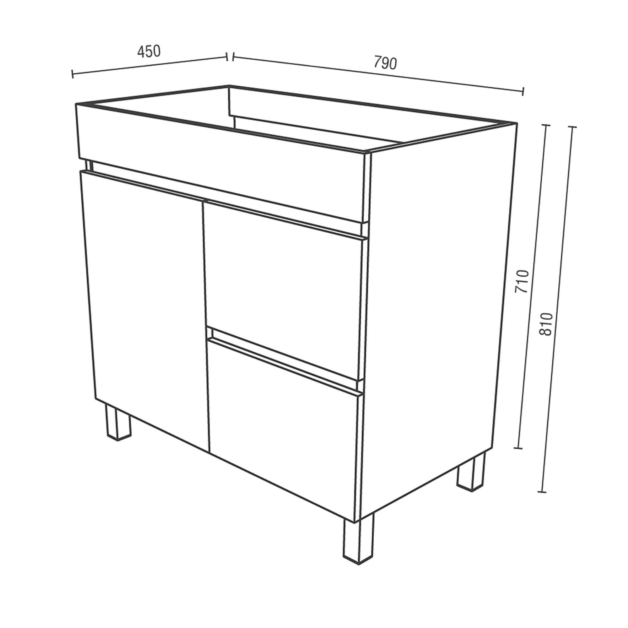 Móvel de casa de banho ZEUS 2PORTAS 1GAVETA 80CM CARVALHO CINZA - 7
