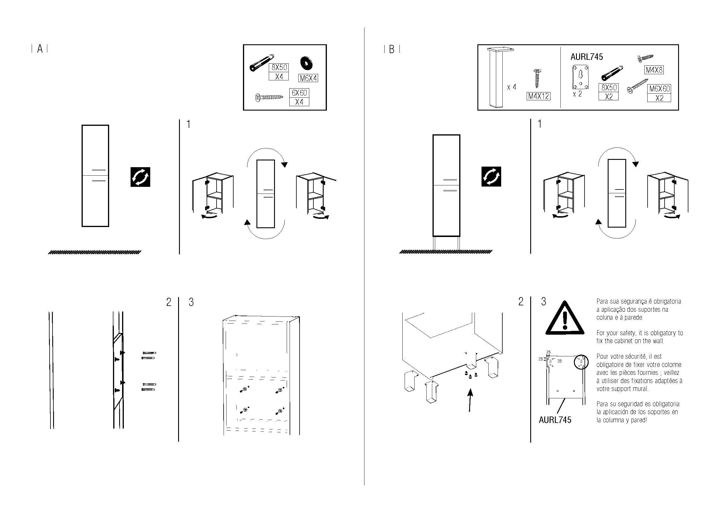 Móvel de arrumação para casa de banho 35x25x165 cm carvalho AML Arrábida - 8