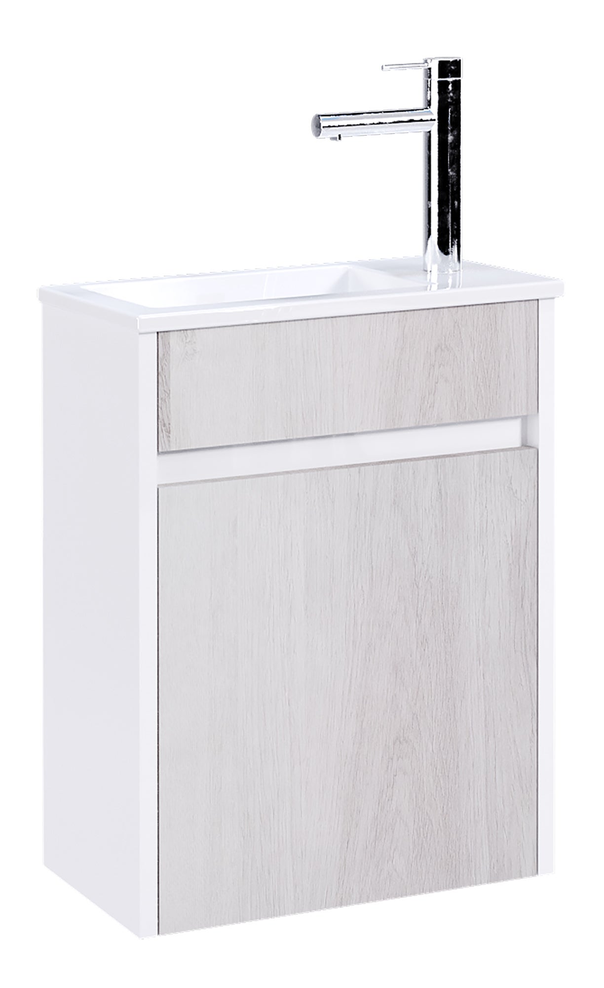 Móvel com lavatório MINI 40X22CM RESINA CARVALHO CINZENTO E BRANCO - 2