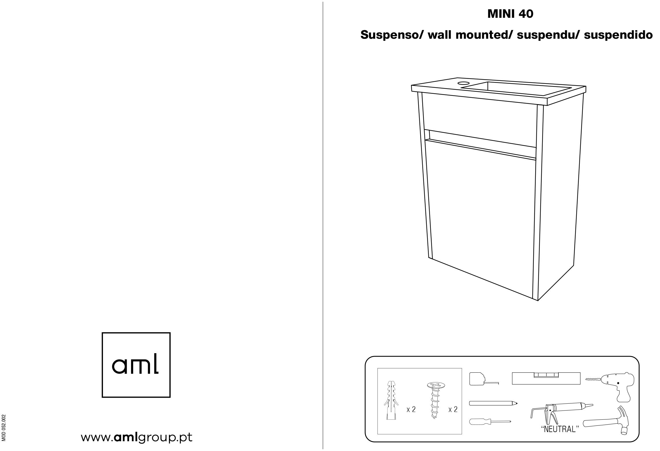 Móvel com lavatório MINI 40X22CM RESINA CARVALHO CINZENTO E BRANCO - 6