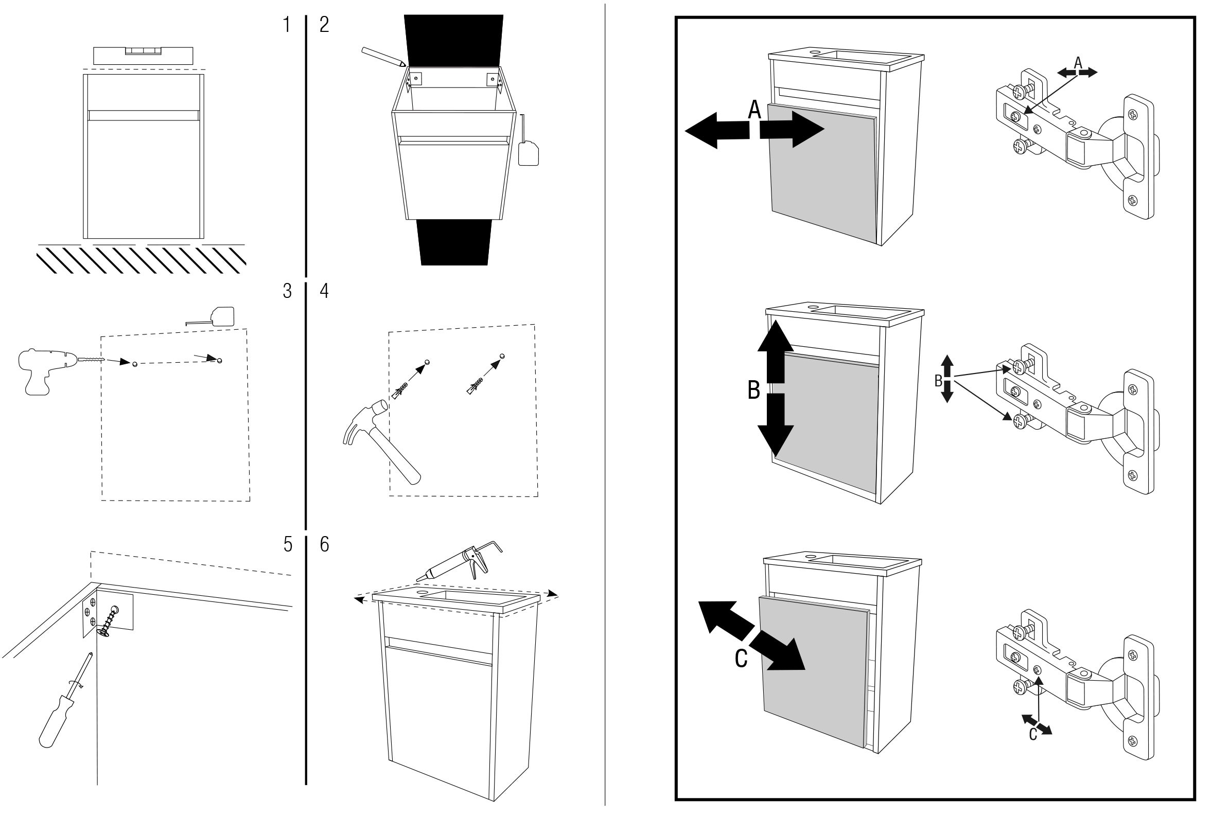 Móvel com lavatório MINI 40X22CM RESINA CARVALHO CINZENTO E BRANCO - 5