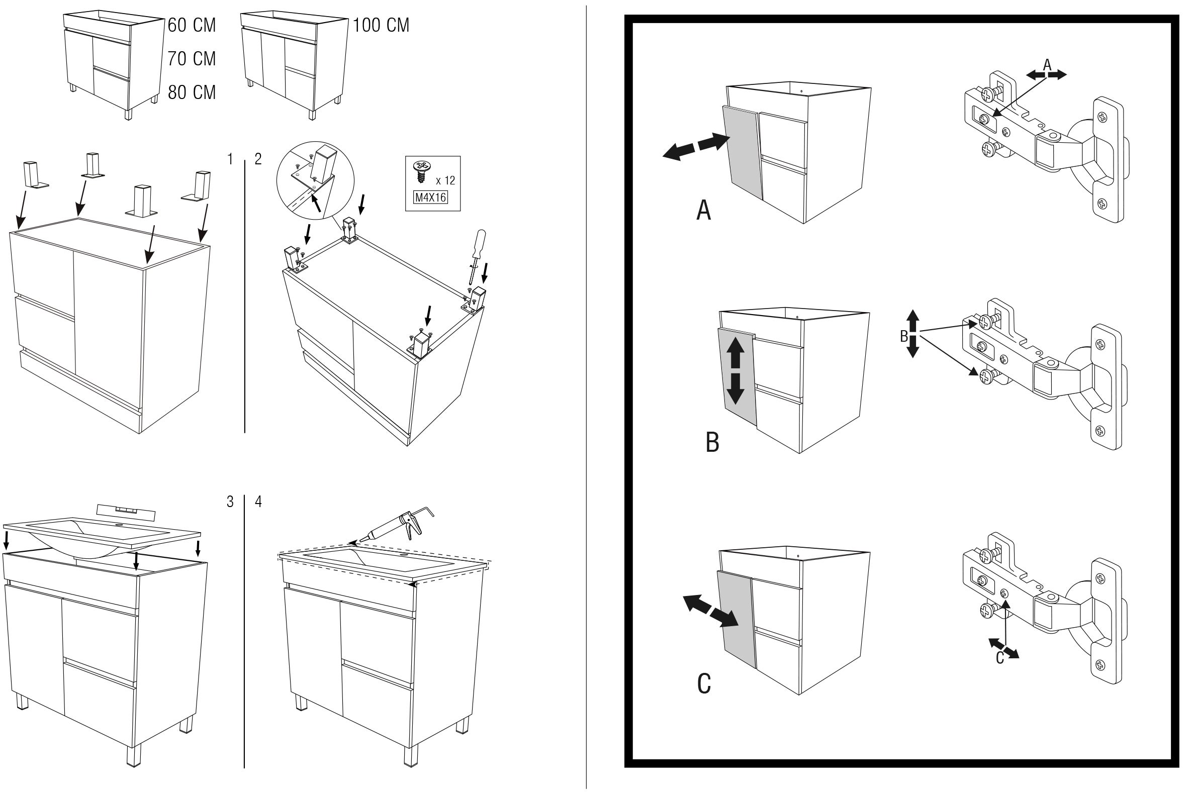 Móvel de casa de banho ZEUS 2PORTAS 1GAVETA 80CM CARVALHO CINZA - 6