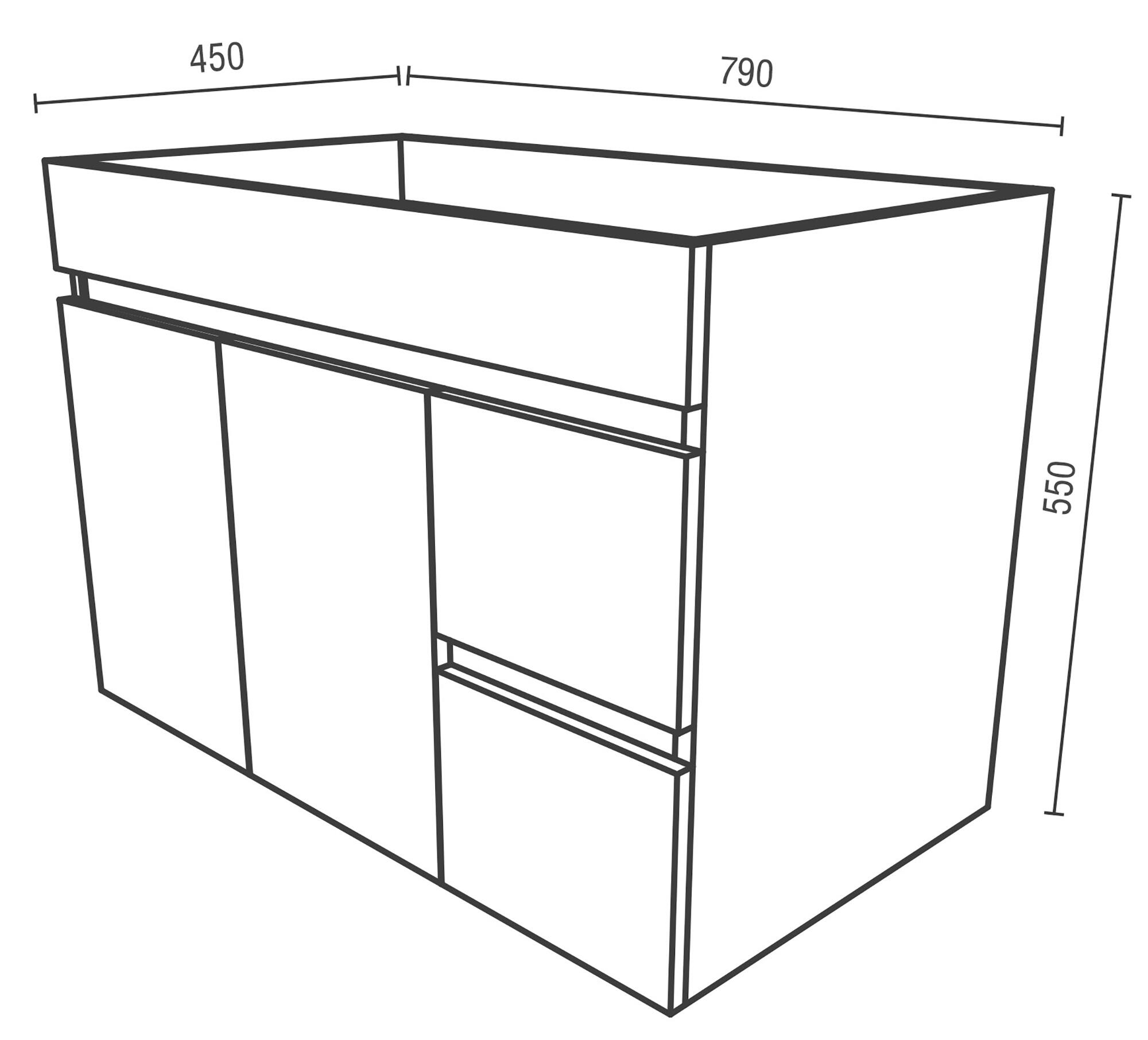 Móvel de casa de banho ZEUS SUSPENSO 2PORTAS 2GAVETAS 80CM CARVALHO CINZA - 7