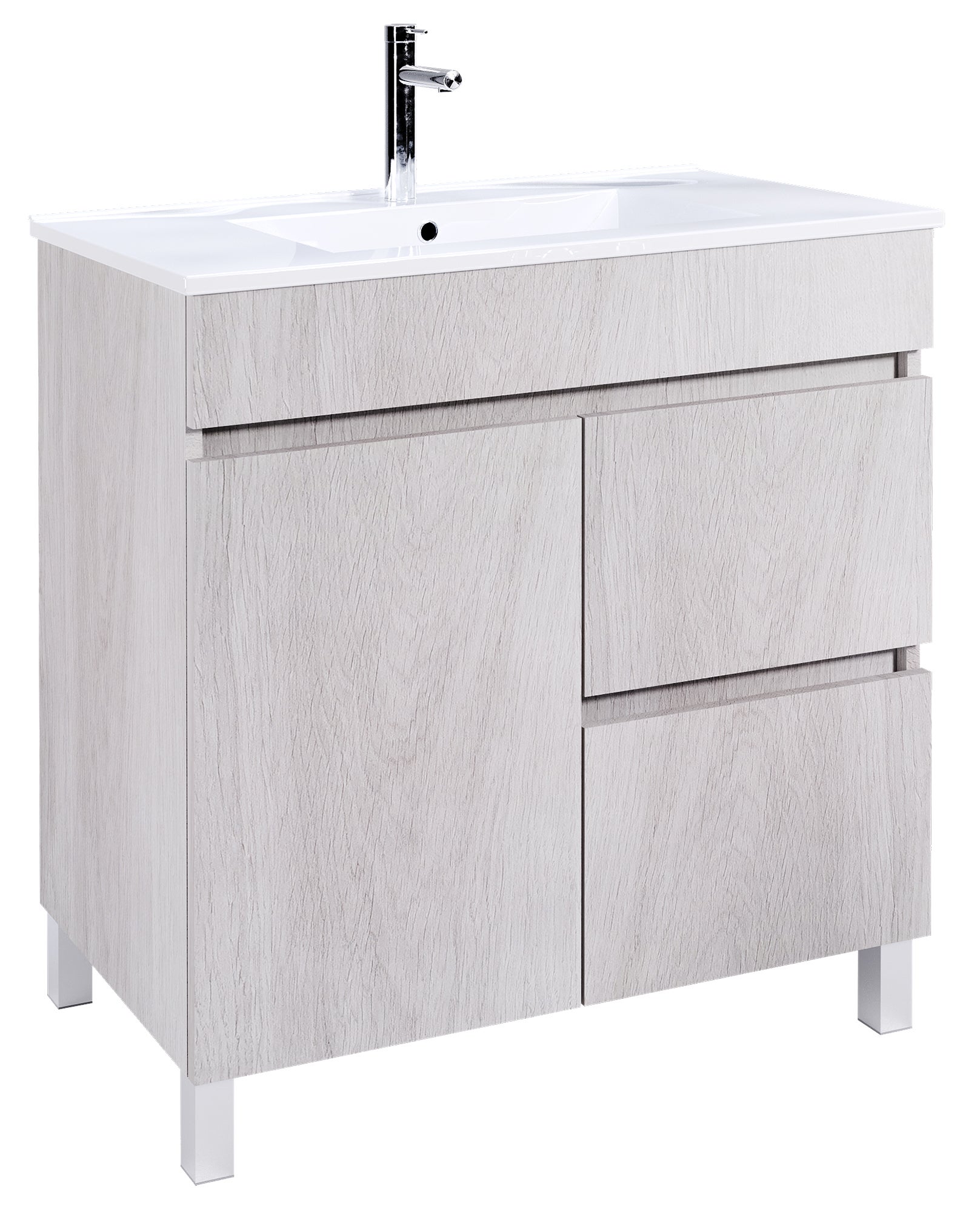 Móvel de casa de banho ZEUS 2PORTAS 1GAVETA 80CM CARVALHO CINZA - 3