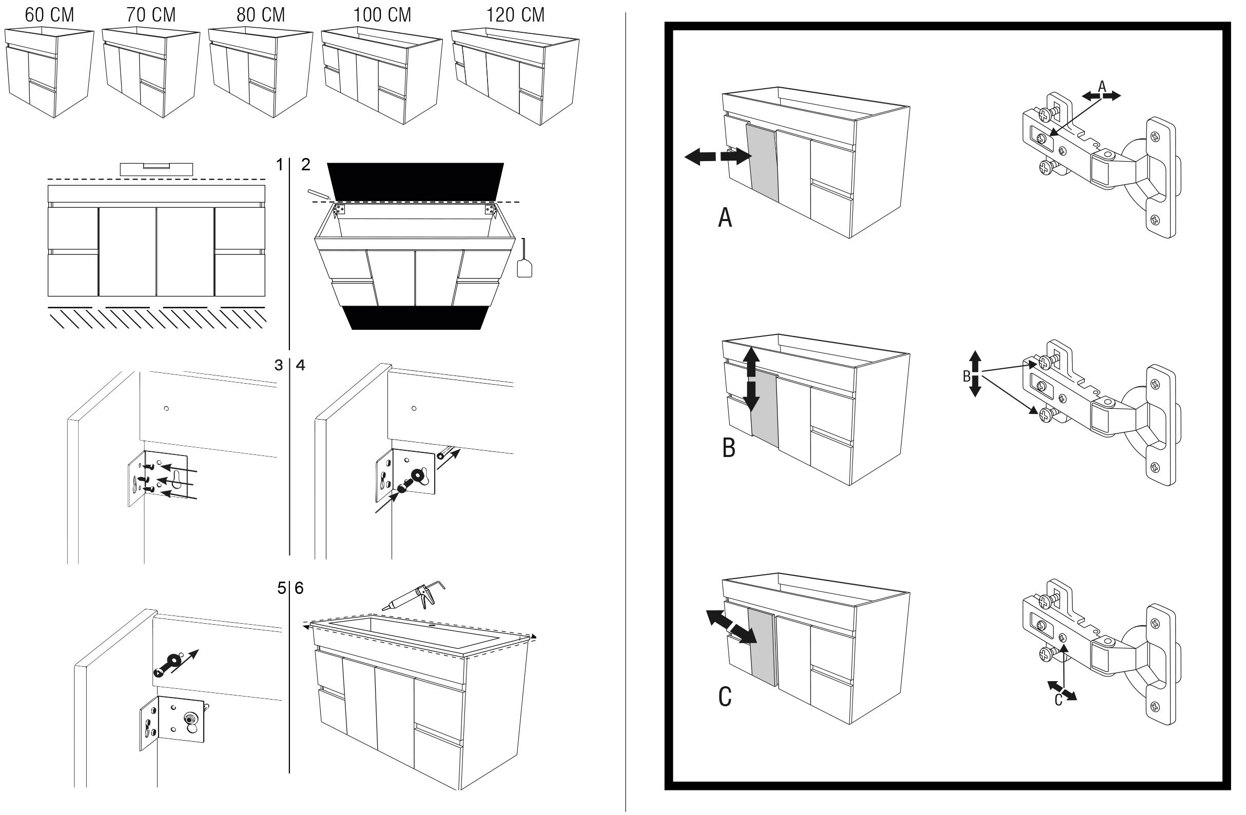 Móvel de casa de banho ZEUS SUSPENSO 2PORTAS 2GAVETAS 80CM CARVALHO CINZA - 5
