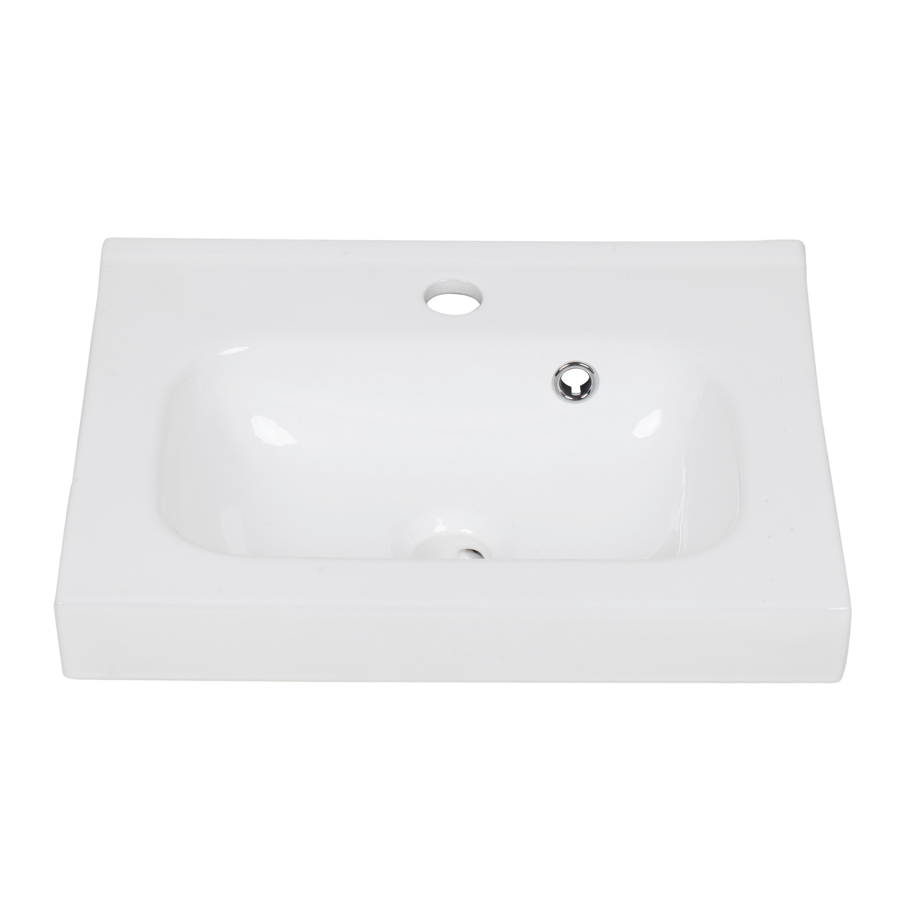 Lavabo a incasso rettangolare vasca centrale Remix L 46 x H 15 x P 35 cm in ceramica bianco lucido - 14