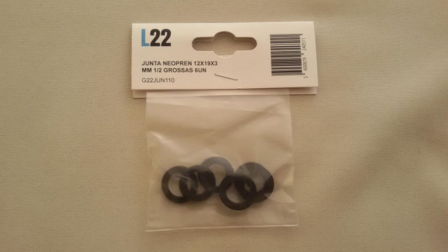 Junta neopren 12X19X3 MM 1/2 GROSSAS 6UN