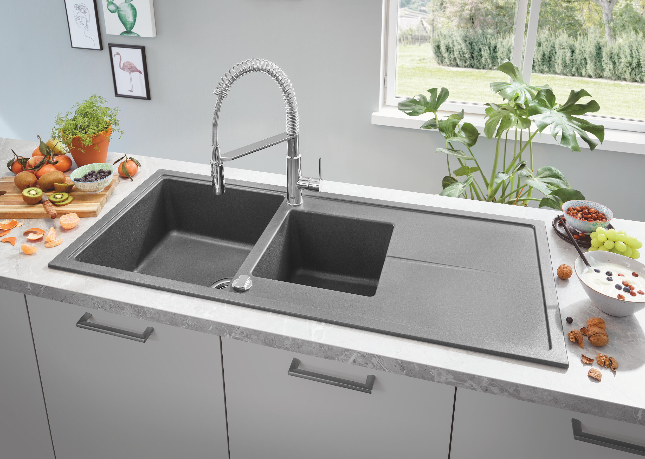 Rubinetto da cucina con doccetta a collo di cigno Get Clova argento cromato lucido GROHE - 2