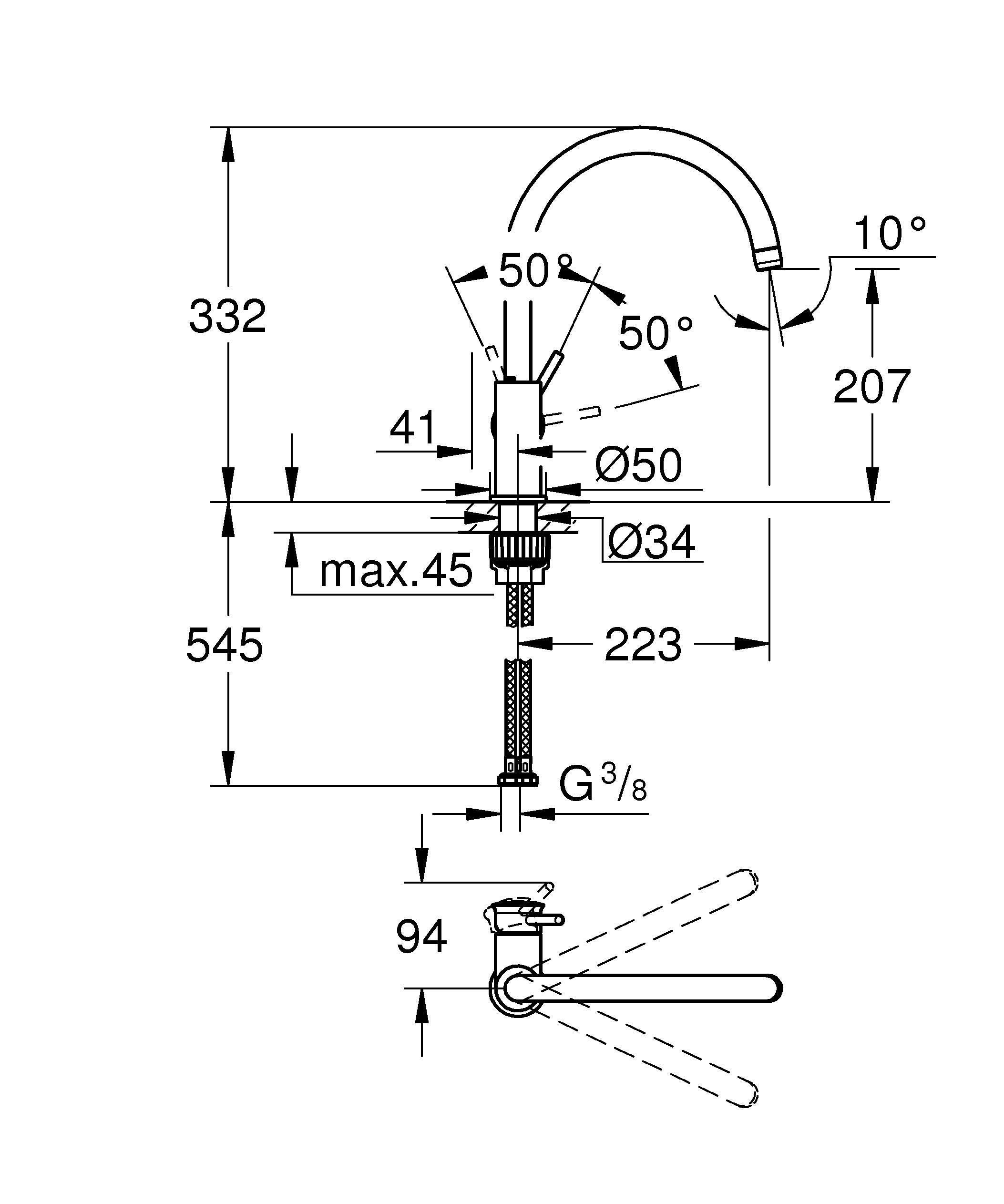 Rubinetto da cucina fisso a collo di cigno Start Classic argento cromato lucido GROHE - 6