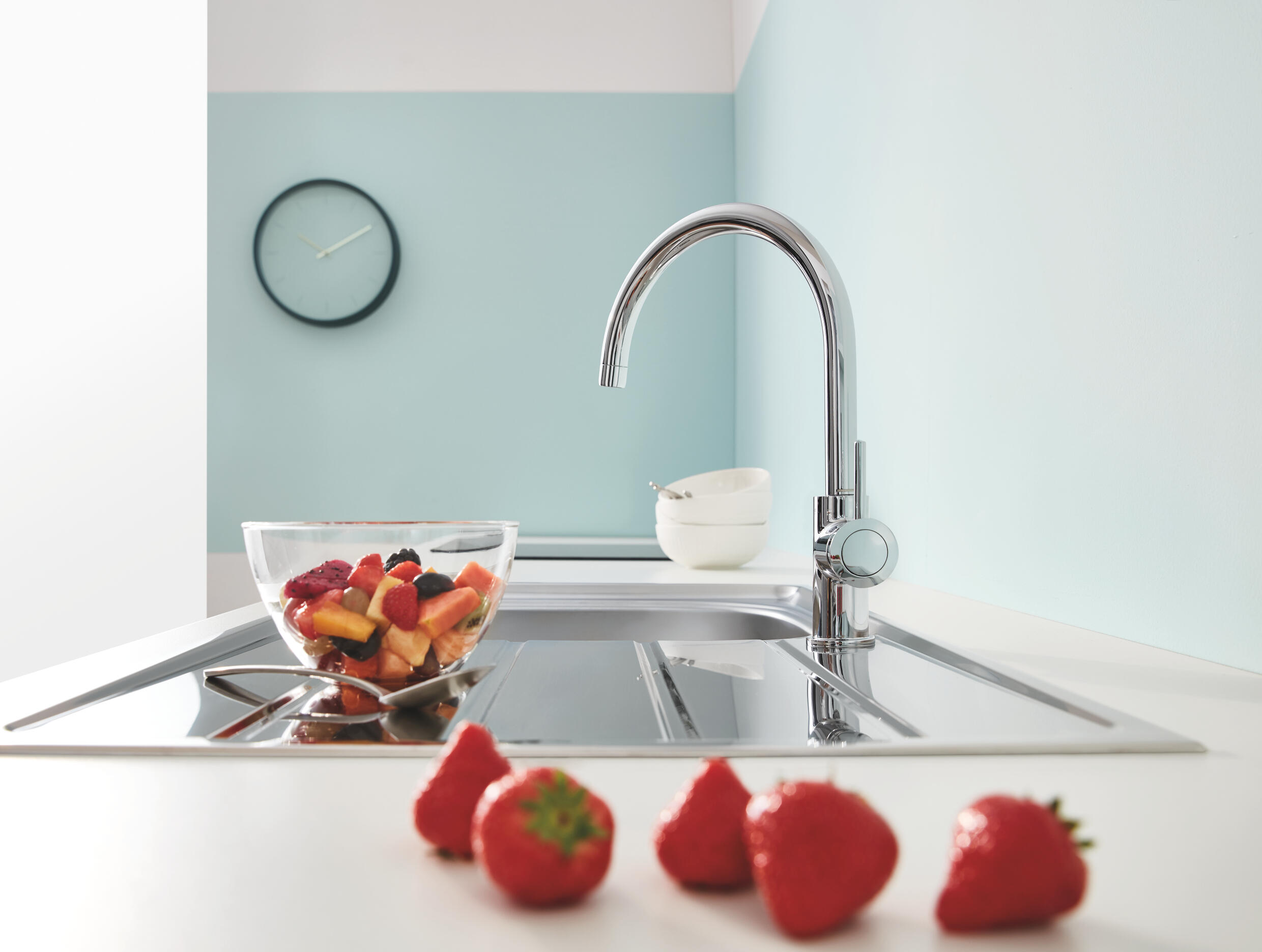 Rubinetto da cucina fisso a collo di cigno Start Classic argento cromato lucido GROHE - 2