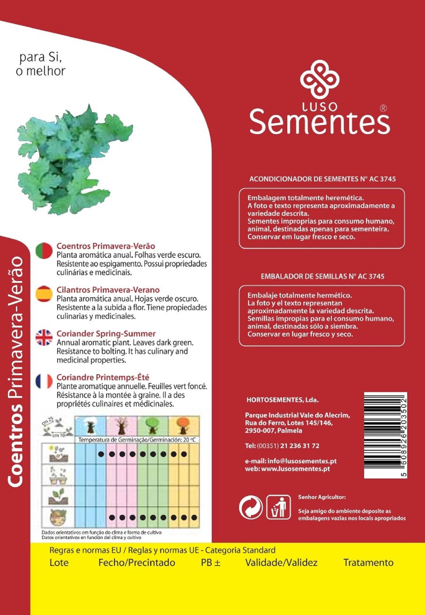 Sementes de coentros LUSO SEMENTES PRIMAVERA/VERAO 10GR - 2