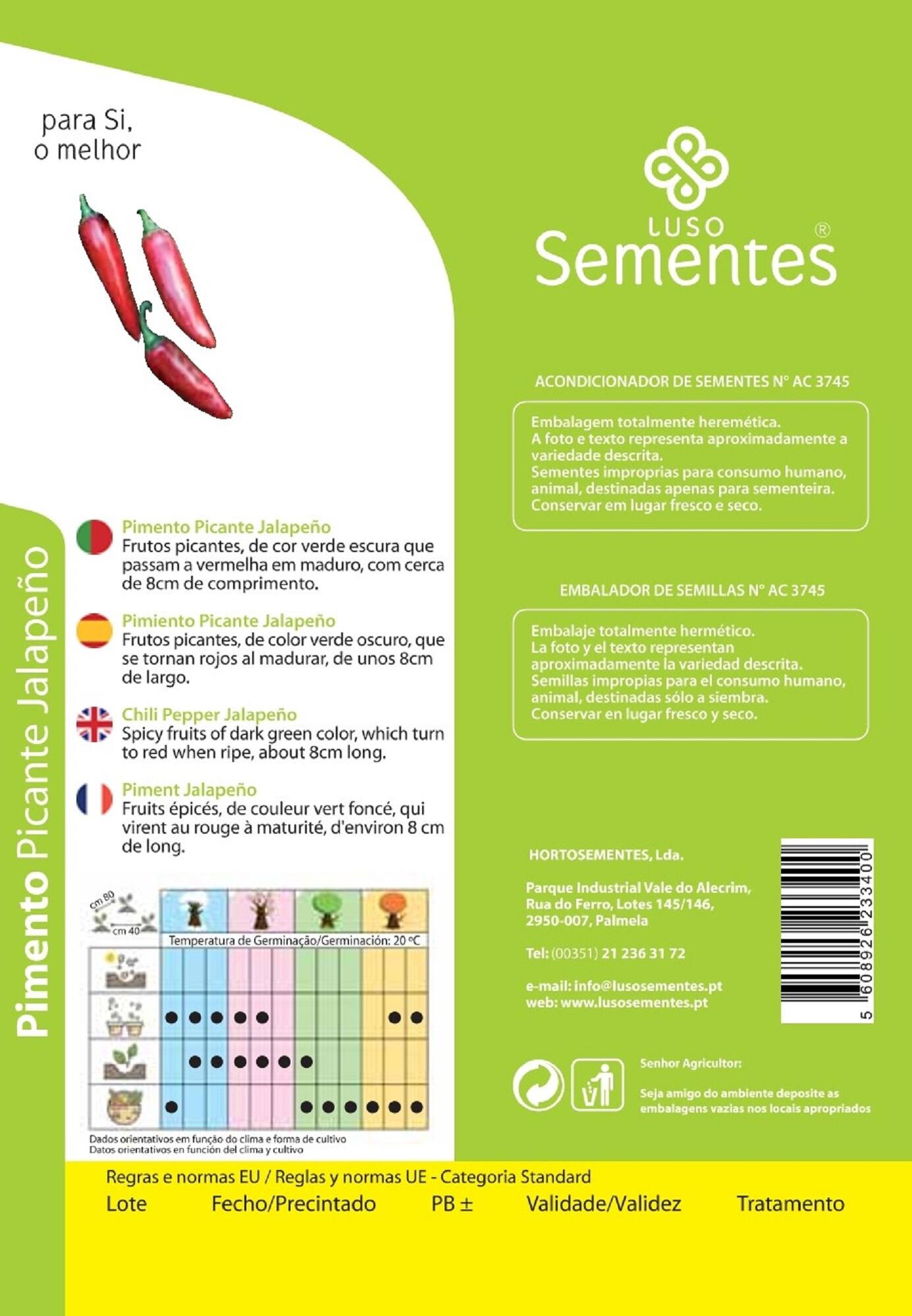 Semente de pimento picante jalapeno 6gr Luso Sementes - 2