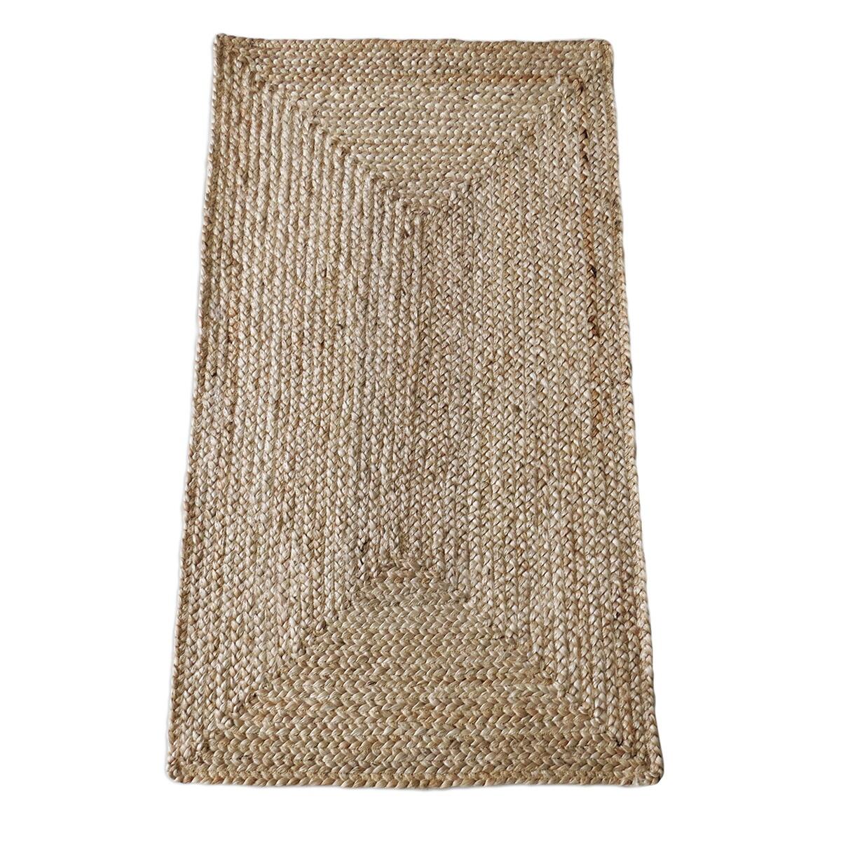 Alfombra pie de cama yute tejido plano inspire ronda nils beige natural 60x110cm
