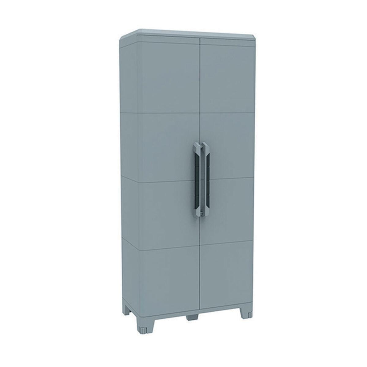 Armadio Alto Tuttopiani 2ante 3ripiani Non Regolabili 68x39x166h Portata 15kg Grigio Scuro