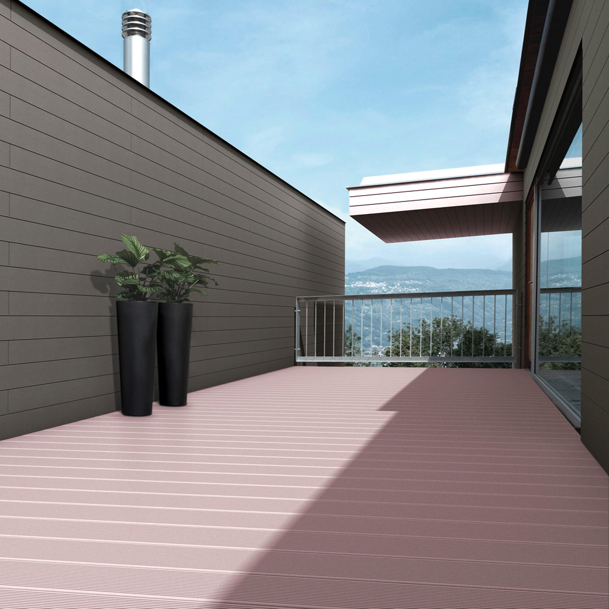 Lama de composite alveolar beige rosa 14x230 cm y 24 mm