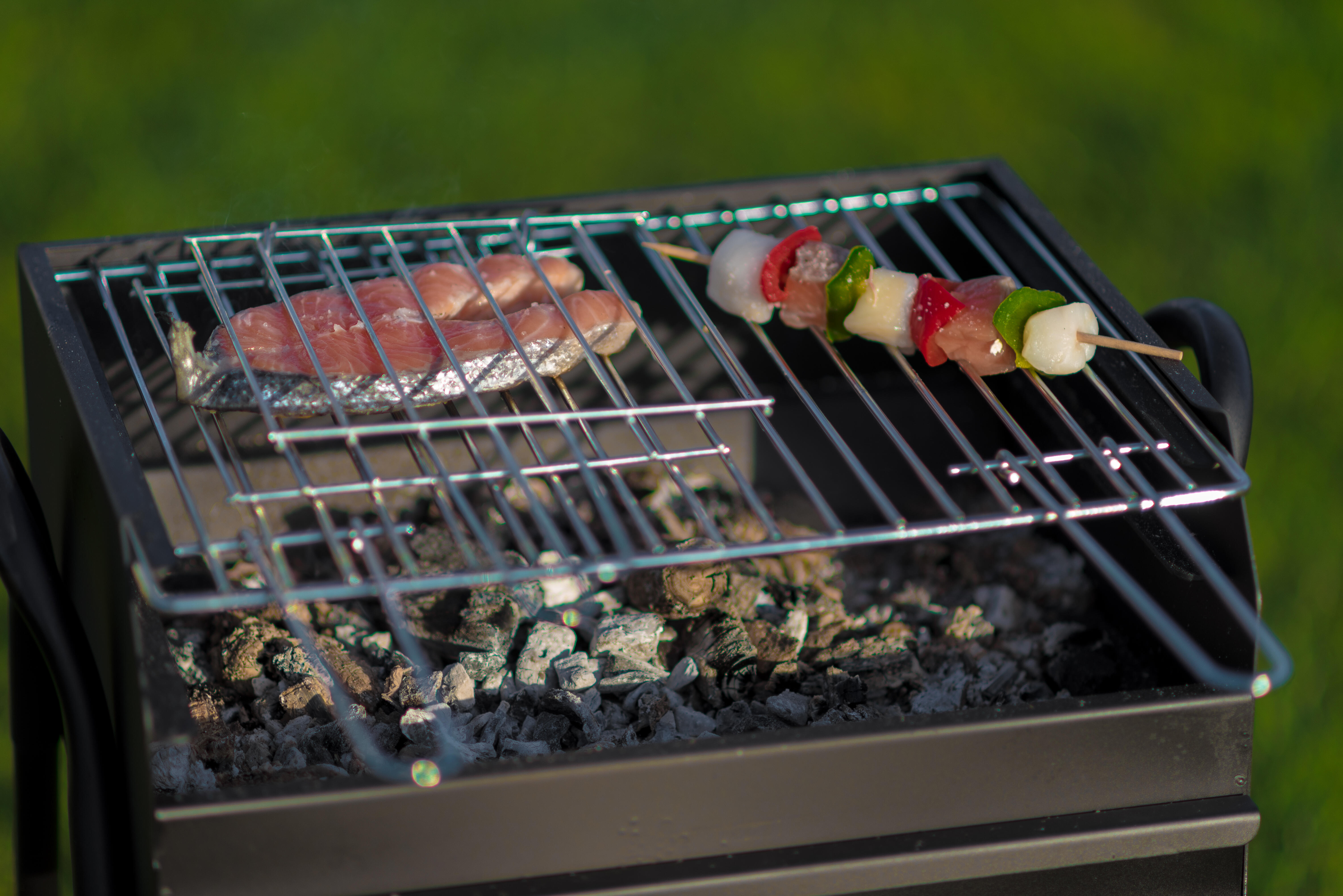 Parrilla doble de barbacoa de acero 23x1.5x23 cm - 2