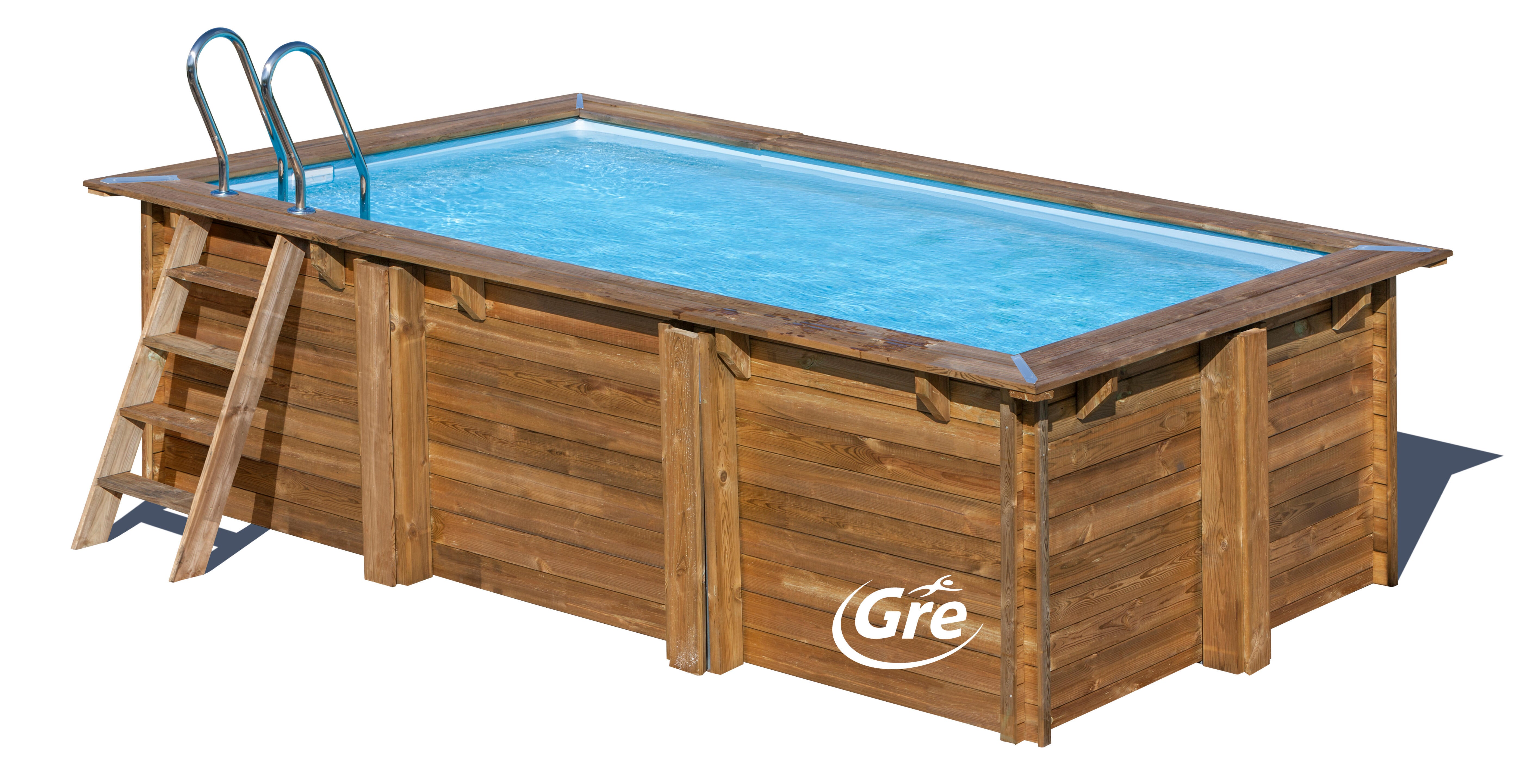 Piscina desmontable de madera rectangular gre 420 x 270 x 117 cm