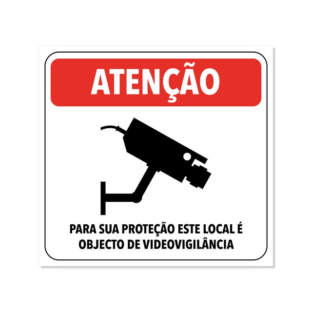 Placa de sinalização ATENÇÃO LOCAL VIGIADO 8.5X8CM