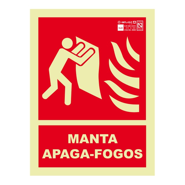 Sinalização fotoluminescente MANTA FOGO 15X20CM PVC 0.7MM