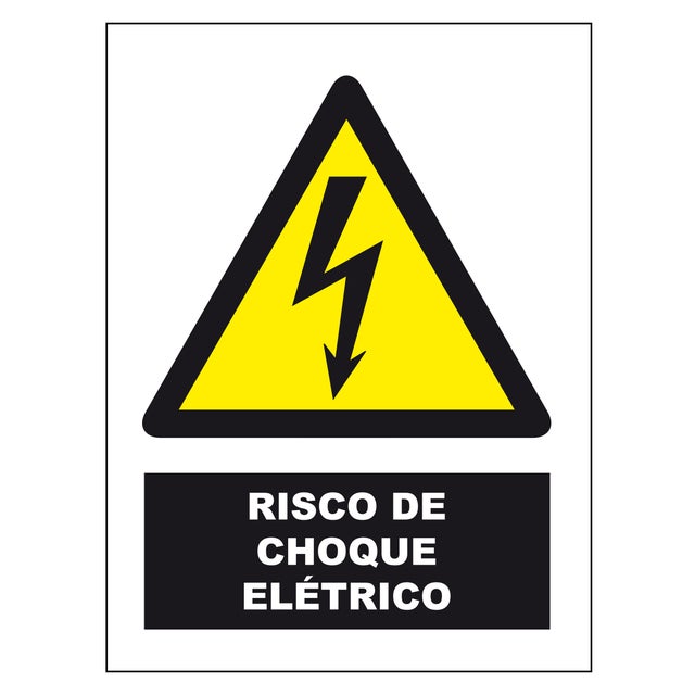 PLACA RISCO DE CHOQUE ELÉTRICO 150x200mm