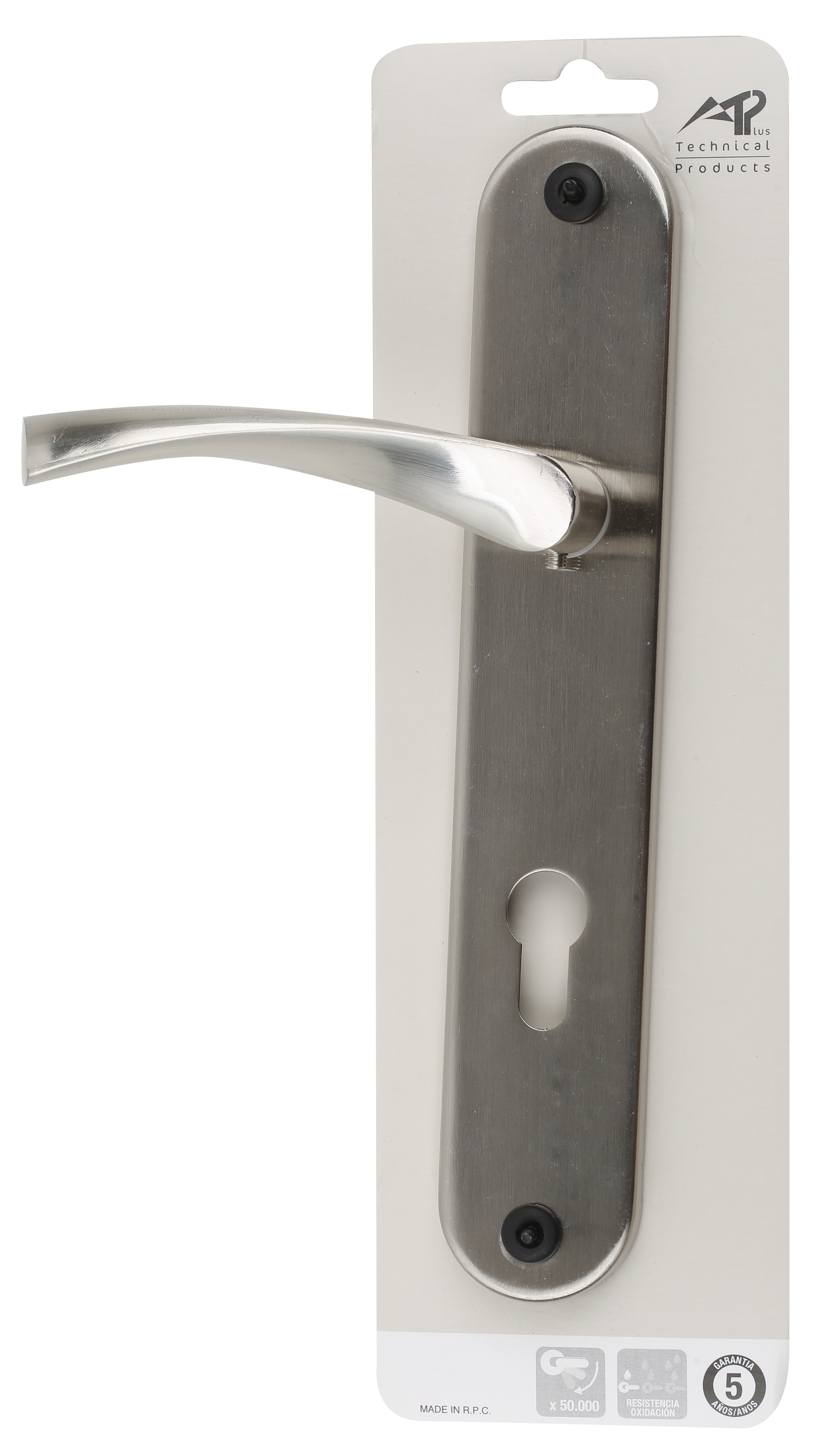 1/2 Juego de manilla con placa de puerta Arosa de aluminio, bocallave a 85mm, mano izquierda 240x45mm - 6