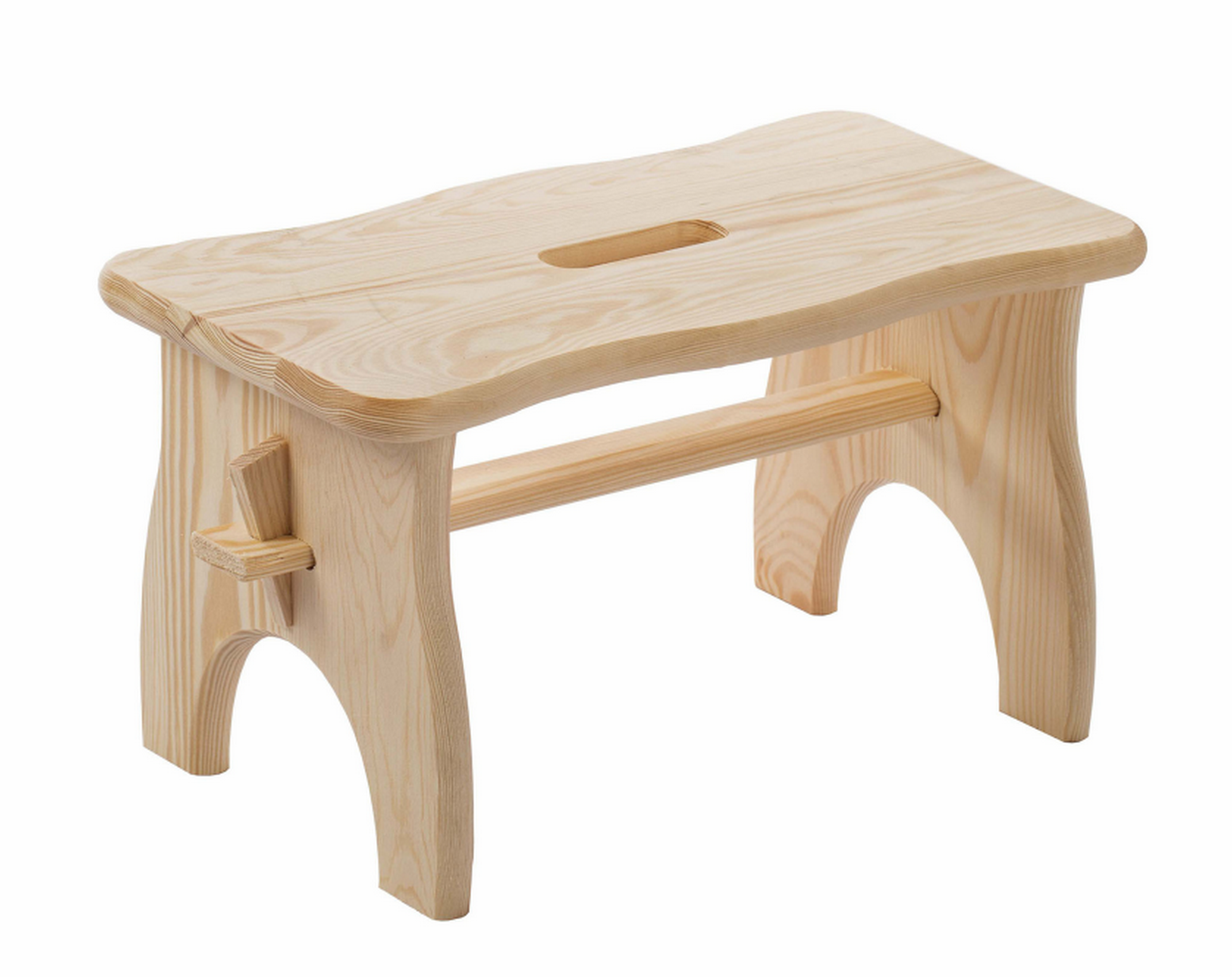 Taburete escalera de madera maciza de pino con 2 peldaños 42x45,5x27cm