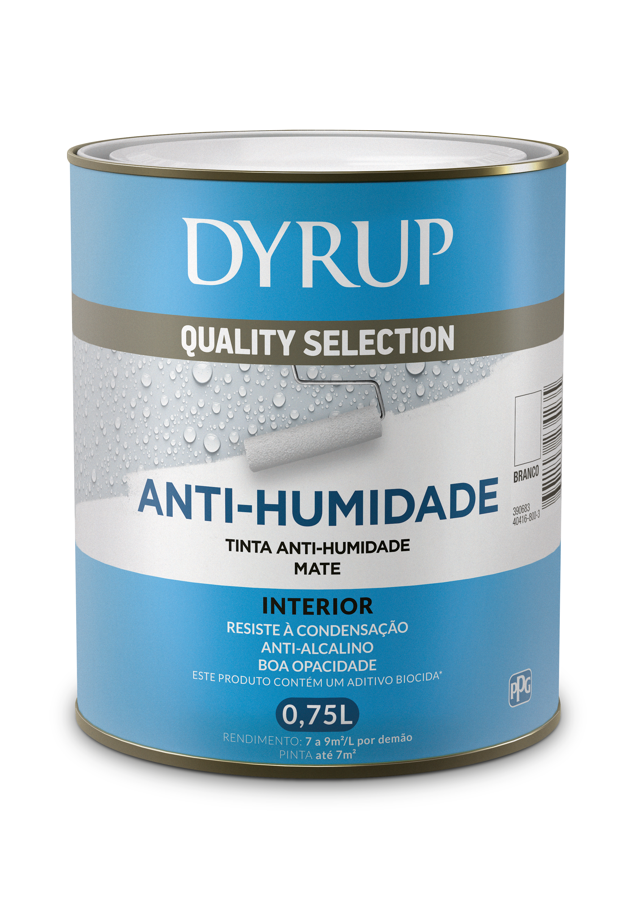Tinta interior anti humidade MATE 0.75L DYRUP BRANCO - 2