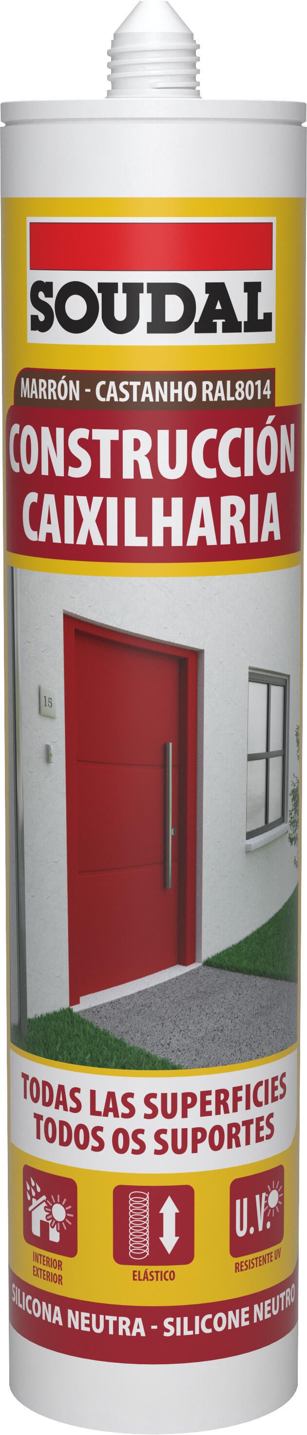 Silicone caixilharia neutro 300 ml Castanho ral 8014 Soudal